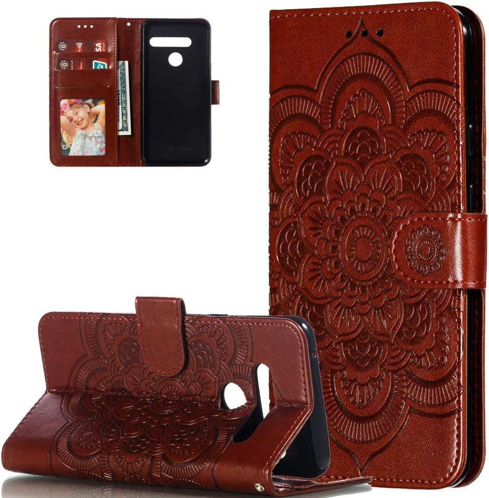 Asdsinfor LG G8 Case Full Stylish Advanced Embossing Wallet Case Credit Cards Slot with Stand for PU Leather Shockproof Flip Magnetic Case for LG G8 / G8S / G8 Thinq Sunflower Black LD  Asdsinfor Ld: Brown  