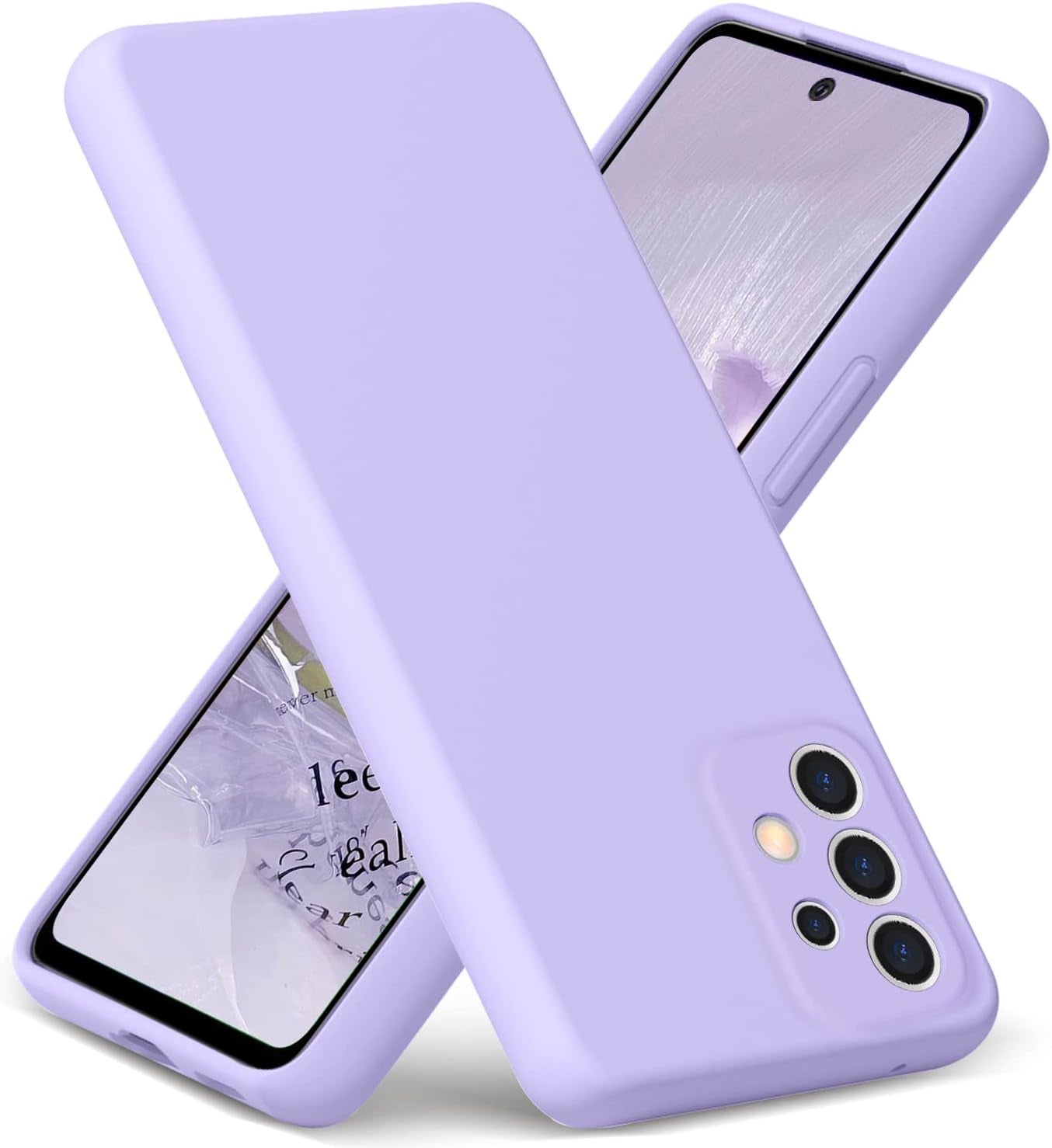 Gueen Compatible with Samsung Galaxy A53 5G Case, Premium Liquid Silicone, with [Camera Protection] [Soft Anti-Scratch Microfiber Lining] Full Body Shockproof Protective Phone Case - Hot Pink  Gueen Light Purple  