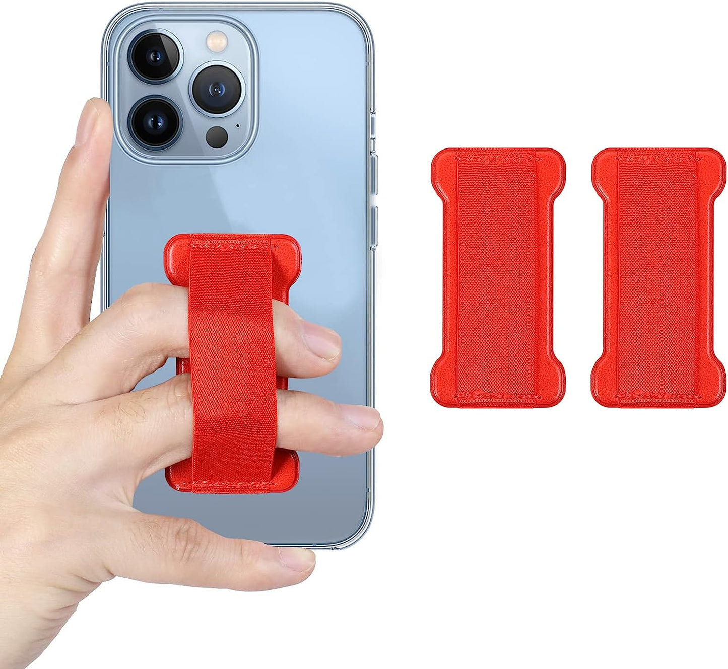 WUOJI - Finger Strap Phone Holder - Ultra Thin Anti-Slip Universal Cell Phone Grips Band Holder for Back of Phone - 2Pack(Black)  WUOJI Red  