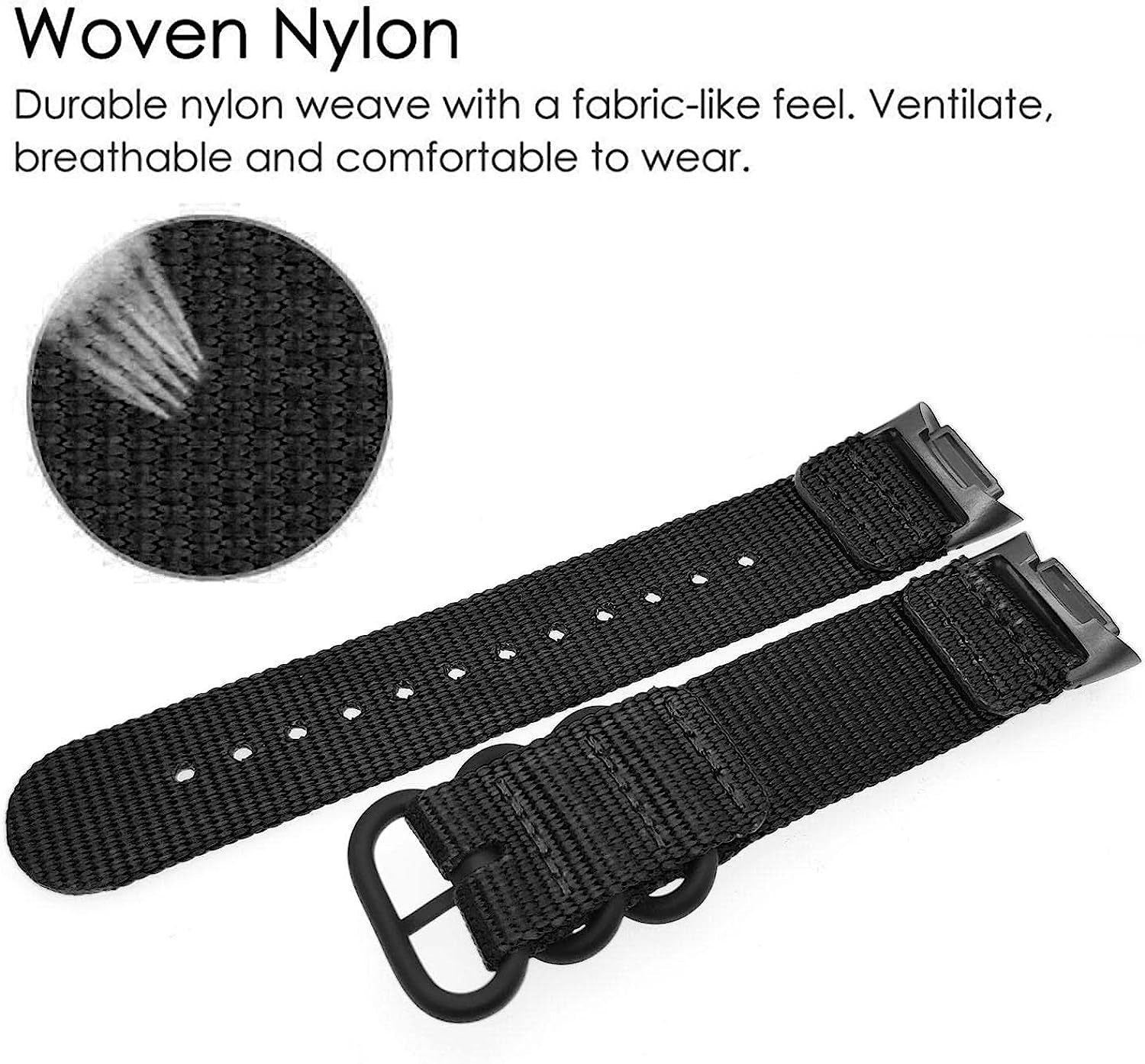 Abanen Nylon Bands for Fitbit Charge 5, Woven Nylon Quick Dry Band Wrist Strap with Stainless Steel Ring Clasp Adjustable Compatible with Fitbit Charge 5 for Men and Women  Abanen   