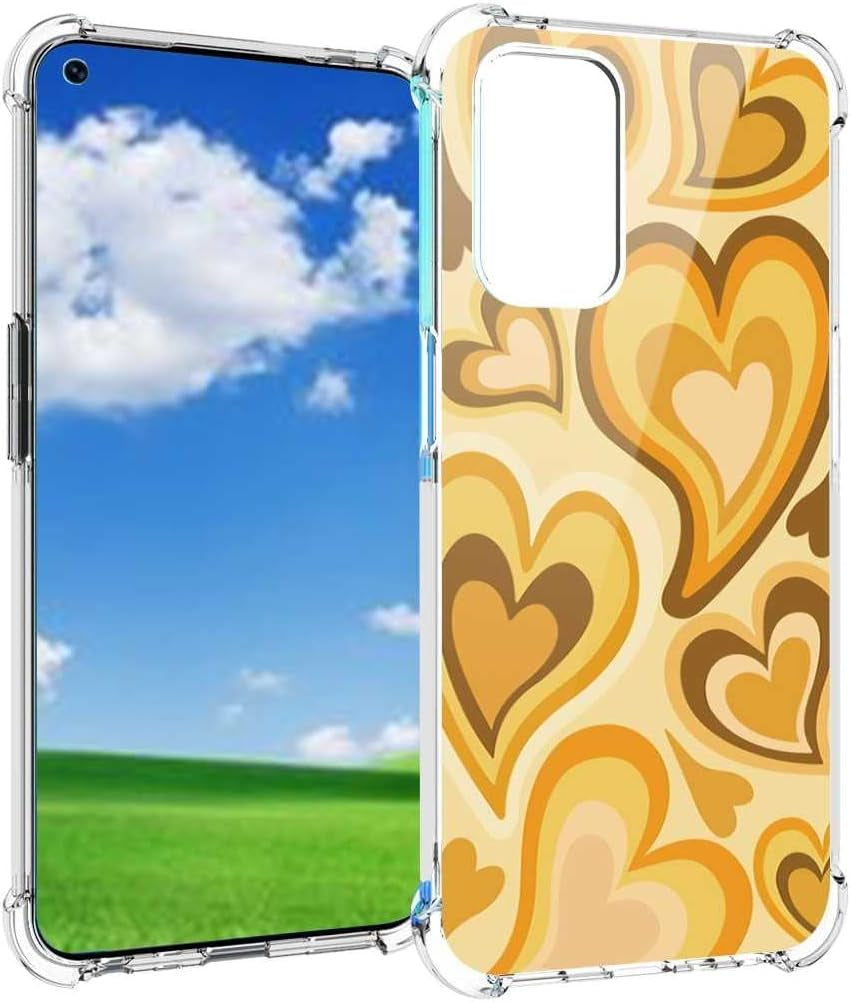 Saiaty Lideqee Designed for Oneplus Nord N200 5G/Oppo A93 5G Case, Pink Love Heart Coffee Latte Swirls Valentines Graphic Designed for Oneplus Case Women Girls, Soft TPU Trendy Case for Oneplus  saiaty lideqee Yellow 1  