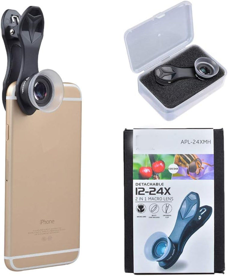 Hemobllo Phones Telephoto Lens Phone Camera Lens 12/24X Macro Lens Telephoto Zoom Wide Angle Lens Clip on Mobile Phone Lens for Smartphone Smart Phone Smart Phone Smart Phone  Hemobllo   