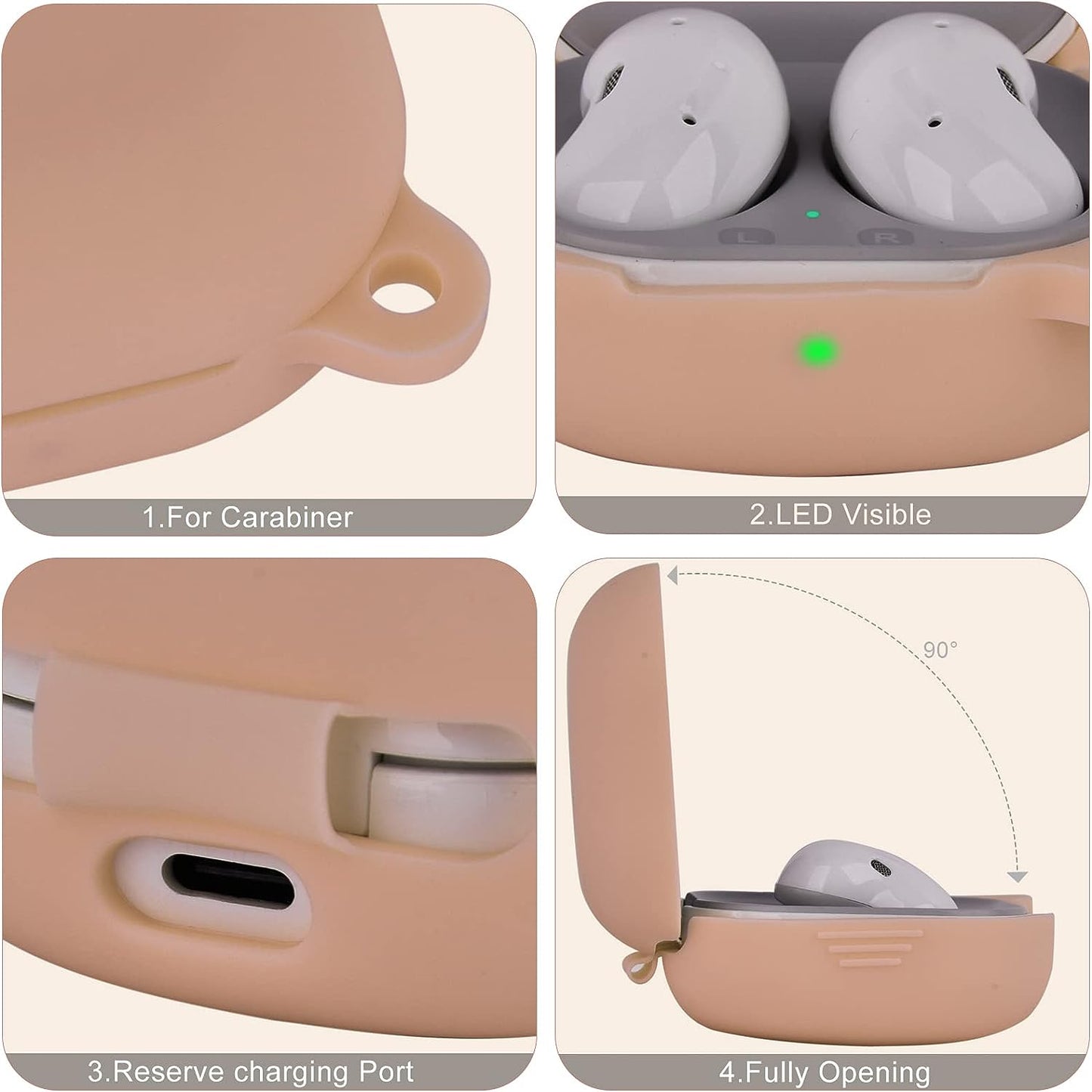 OLEBAND Galaxy Buds 2 Pro 2022/Galaxy Buds 2/Pro Case 2021/Galaxy Buds Live 2020 Case Cover,Soft Silicone Protective Cover with Cute Keychain Accesories,For Women and Girls,Milk Tea  OLEB   