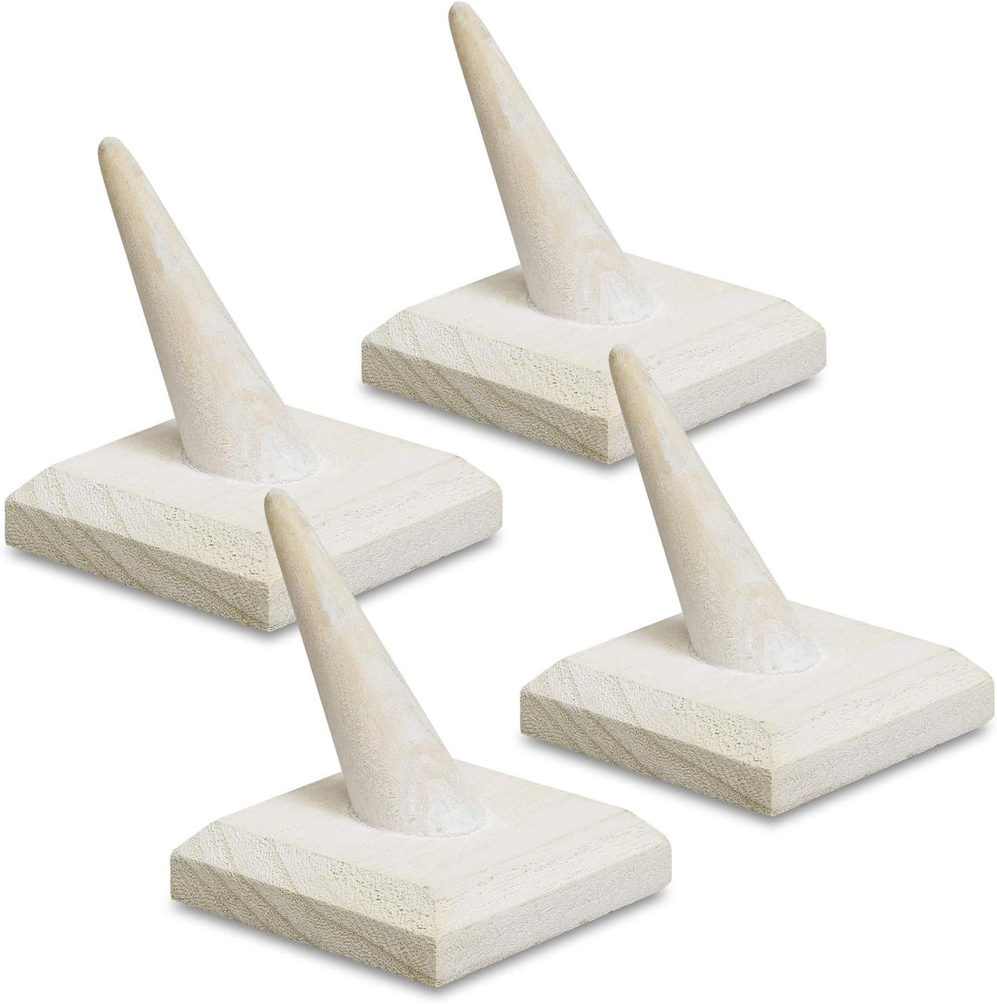 MOOCA 4 Pcs Set Finger Ring Stand Jewelry Display Holder Showcase Display Drawer Ring Storage Jewelry Display Stands for Shows, 2 1/2" W X 2 1/2" D X 2 3/4" H, Brown  MOOCA Wash White  