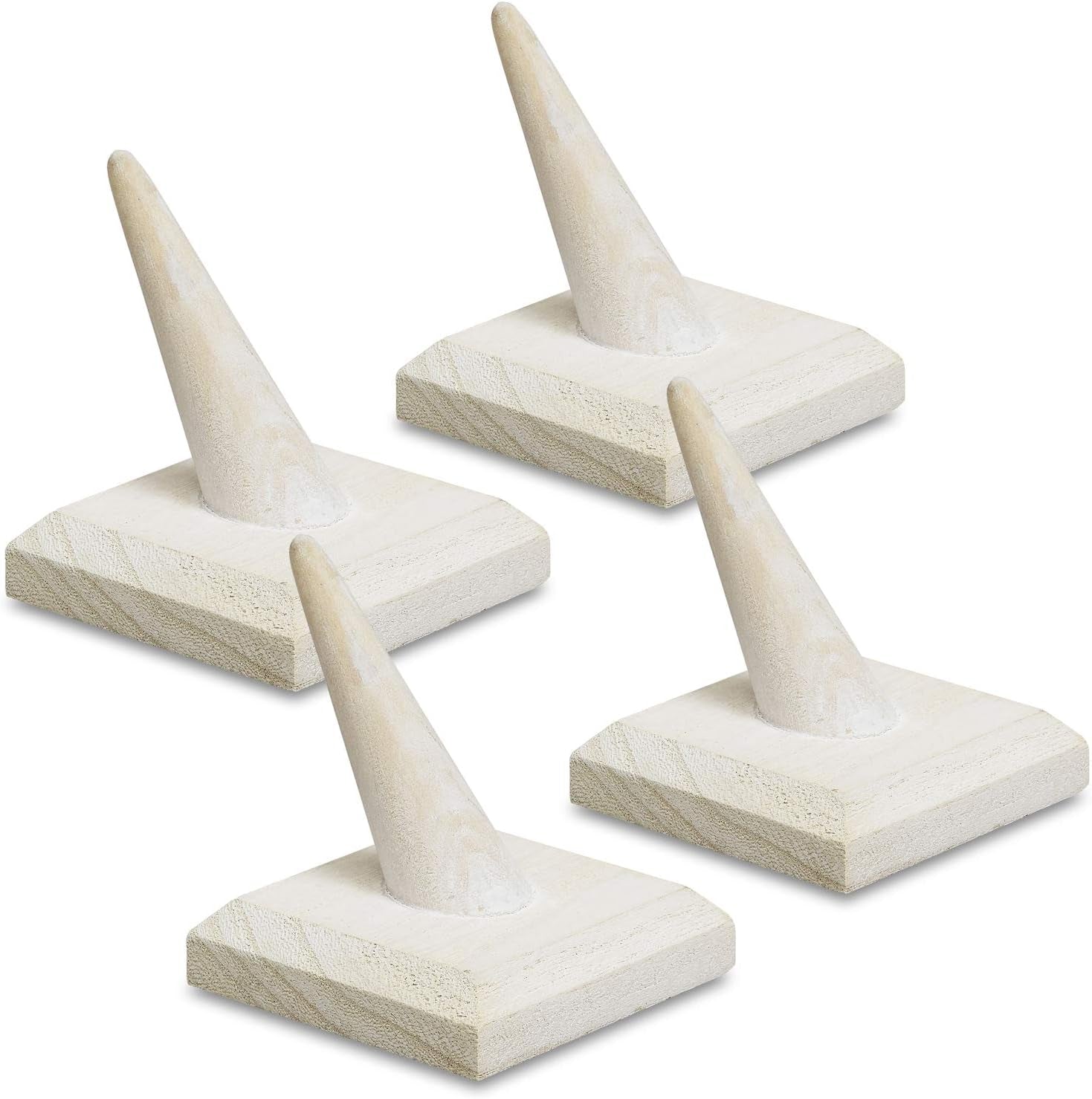 MOOCA 4 Pcs Set Finger Ring Stand Jewelry Display Holder Showcase Display Drawer Ring Storage Jewelry Display Stands for Shows, 2 1/2" W X 2 1/2" D X 2 3/4" H, Brown  MOOCA Wash White  