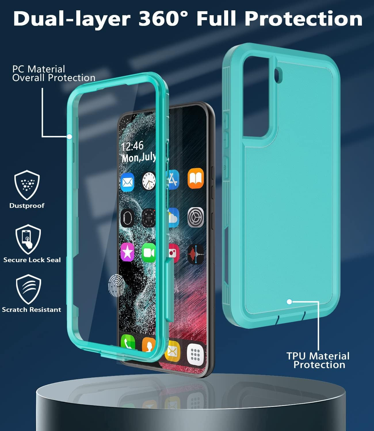 Guirble for Samsung Galaxy S22 plus Case,[Built in Screen Protector][Shockproof][Dropproof] Samsung S22 plus Case,Full-Body Rugged Military Grade Protective for S22 plus 5G Case 6.6 In(Teal)  Guirble   