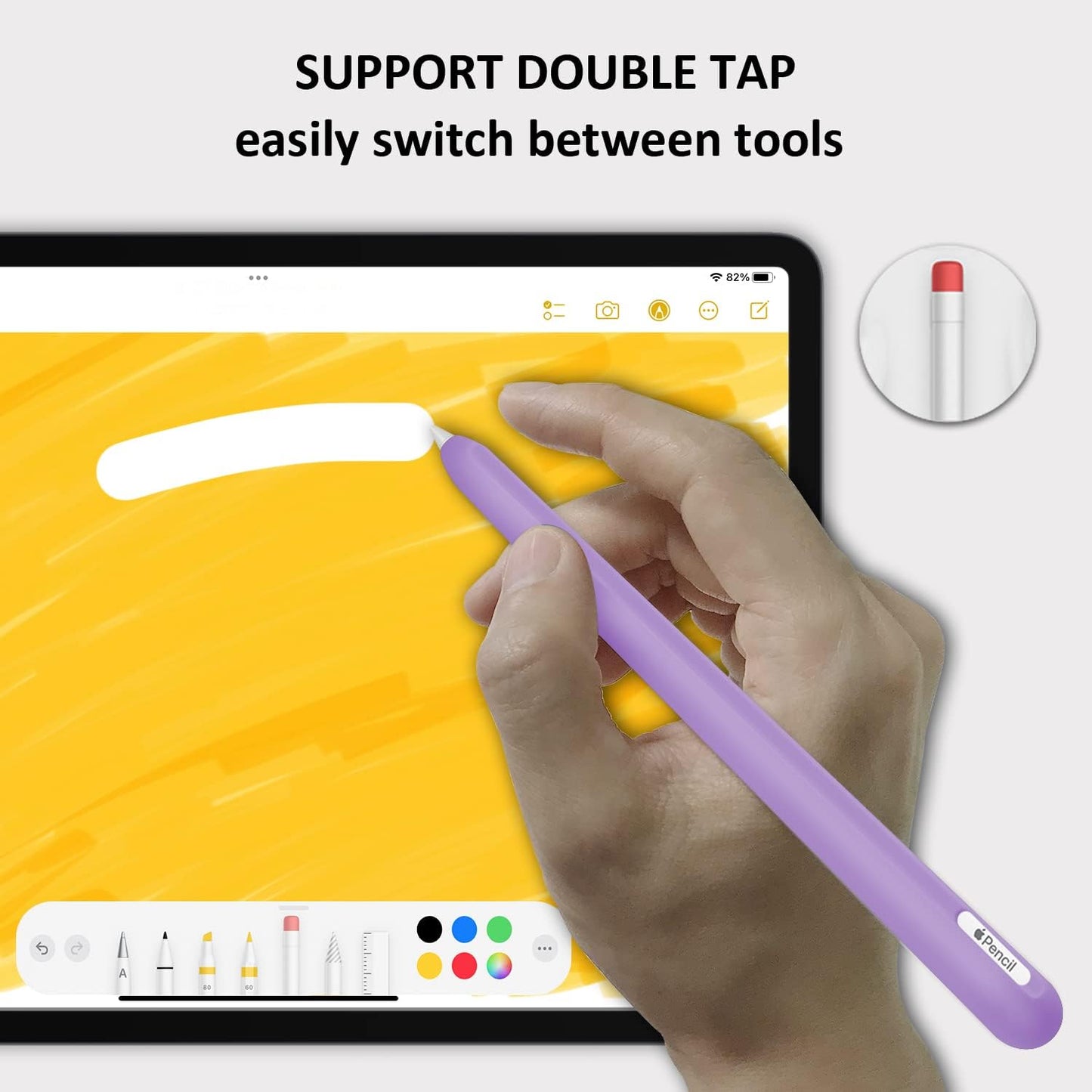 Slim Soft Silicone Pencil Case Sleeve Compatible with Apple Pencil 2Nd Generation, Non-Slip Pencil Grip Holder for Ipad Apple Pencil 2Nd Gen (Purple)  DAUROTA   