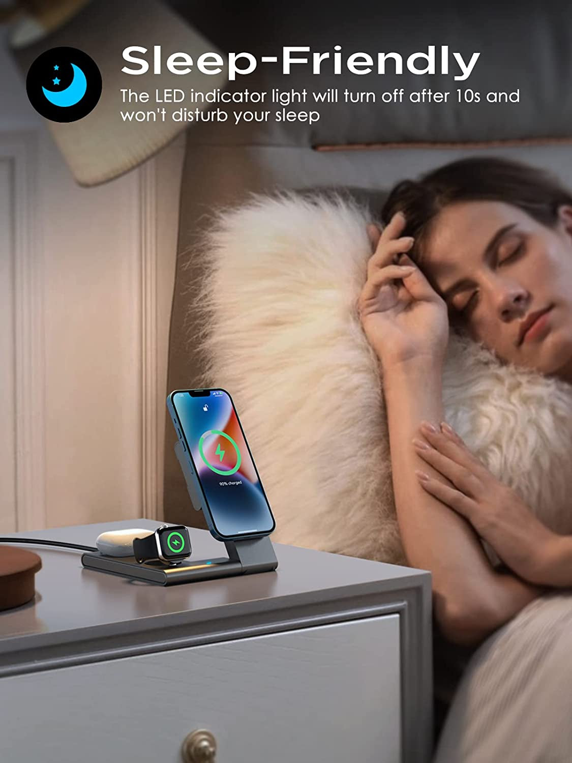 3-In-1 Fast Charging Foldable Magnetic Wireless Charger Magsafe Charger Stand for Iphone 14/13/12 Series, Iwatch 8-2, Airpods 3/2/Pro (With QC 3.0 Adapter)  Hinyx Technology (Shenzhen) Co., Ltd.   