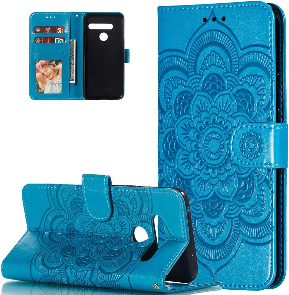 Asdsinfor LG G8 Case Full Stylish Advanced Embossing Wallet Case Credit Cards Slot with Stand for PU Leather Shockproof Flip Magnetic Case for LG G8 / G8S / G8 Thinq Sunflower Black LD  Asdsinfor Ld: Blue  