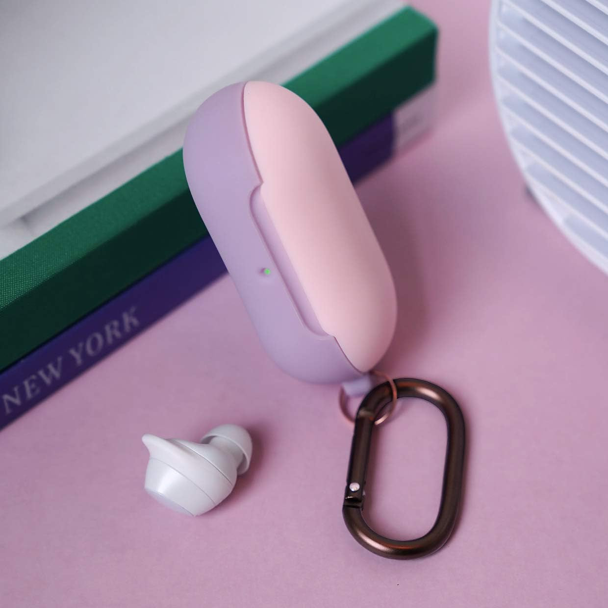 Elago Silicone Case Designed for Samsung Galaxy Buds plus Case (2020) / Galaxy Buds Case (2019) [Body-Lavender/Top-Lovely Pink ] - Full Body Protection, Adhesive Gel Pad  elago   