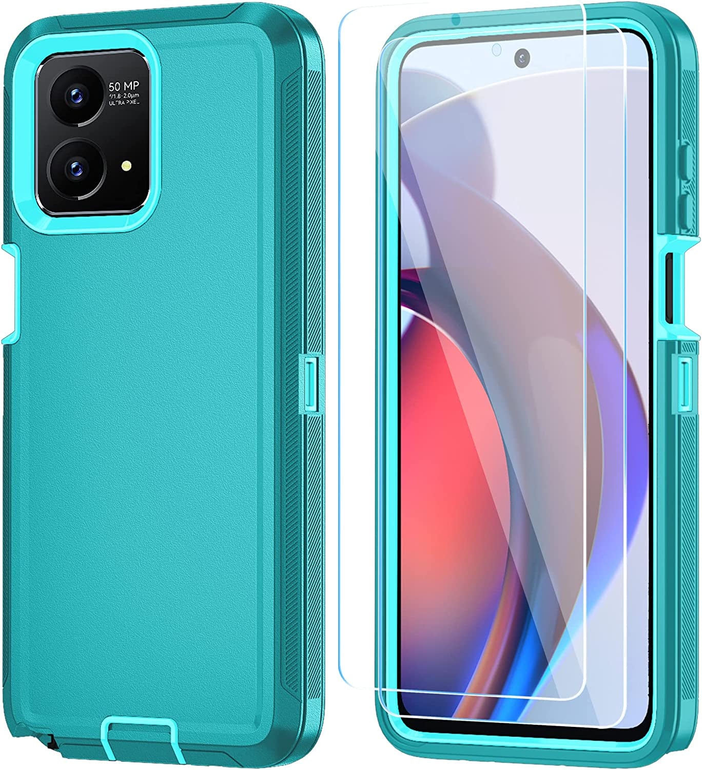 ONOLA for Motorola Moto G Stylus 5G 2023 Case with HD Screen Protector(2 Packs) [Not for Moto G Stylus 5G/4G 2022], Shockproof Dustproof 3 in 1 Durable Case for Moto G Stylus 5G 2023 (Black)  ONOLA Lake Skyblue  