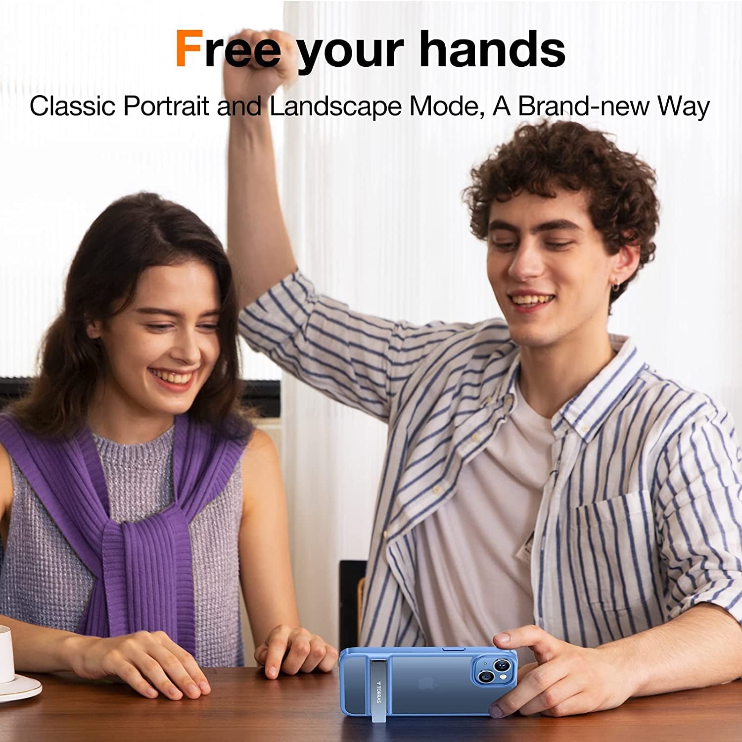 TORRAS Marsclimber Designed for Iphone 14 Case/Iphone 13 Case, [8FT Military Grade Shockproof] [3 Stand Ways] Translucent Matte Slim Phone Case for Iphone 14/ Iphone 13 with Stand, Snownight Blue  TORRAS   