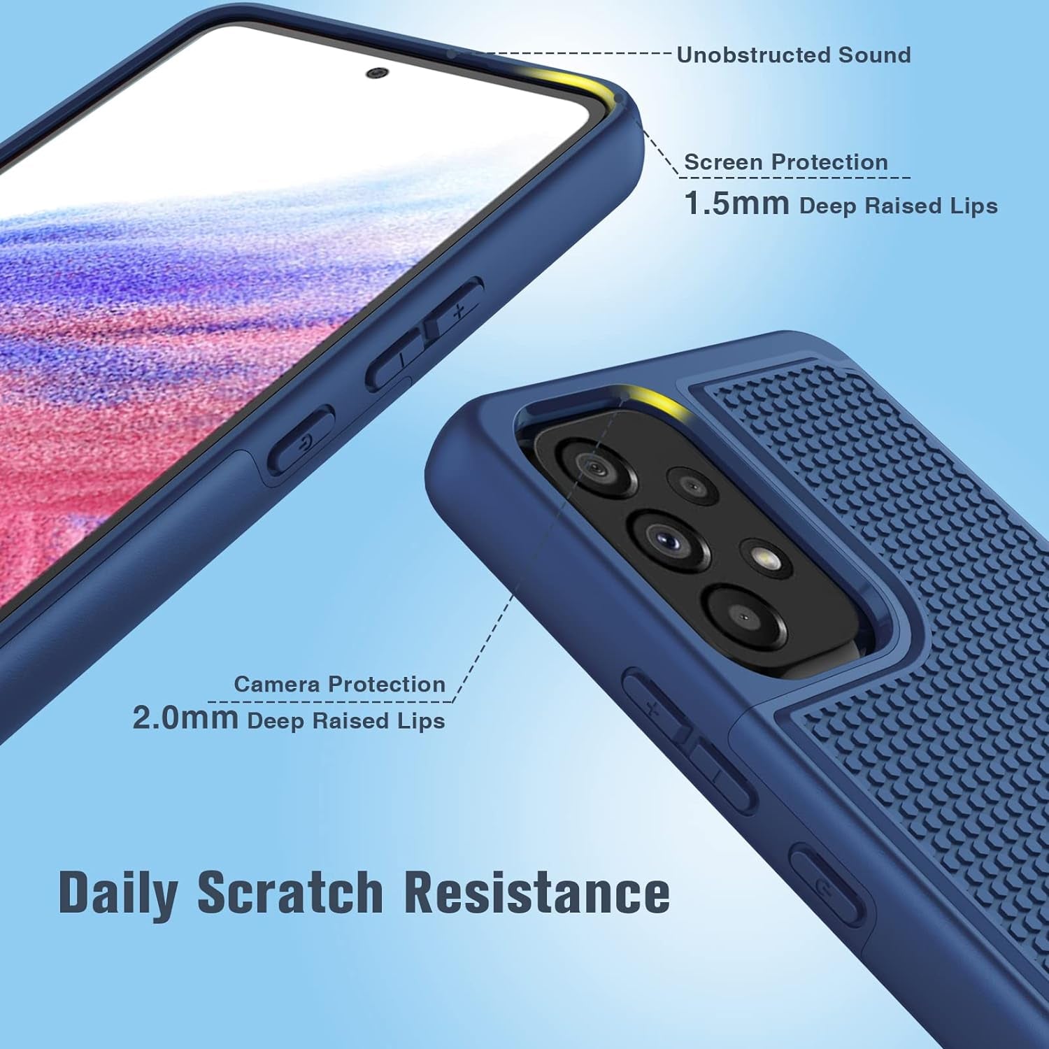 BNIUT for Samsung Galaxy A53 5G (Samsung A53 5G UW) Case: Dual Layer Protective Heavy Duty Cell Phone Cover Shockproof Rugged with Non Slip Textured Back - Military Protection - 6.5Inch (Navy Blue)  binghexin   