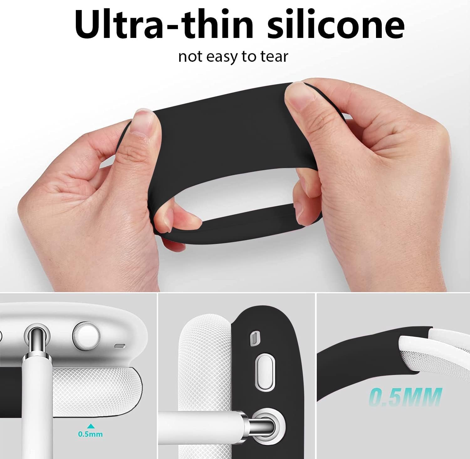 AIIEKZ Case for Airpods Max Headphones,Anti-Scratch Soft Silicone with Gold Heart Pattern Ear Cups Case Cover/Ear Pad Cover/Headband Cover for Apple Airpod Max (Black)  AIIEKZ   