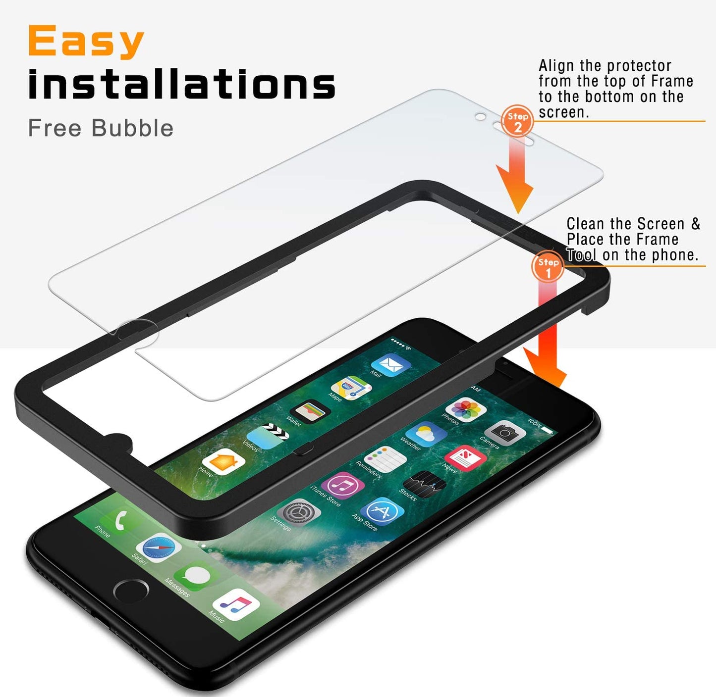 NEARPOW [4 Pack] for Iphone 8 / Iphone 7 Screen Protector [Tempered Glass] Screen Protector with [9H Hardness] [Crystal Clear] [Easy Bubble-Free Installation] [Scratch Resist]  NEARPOW   