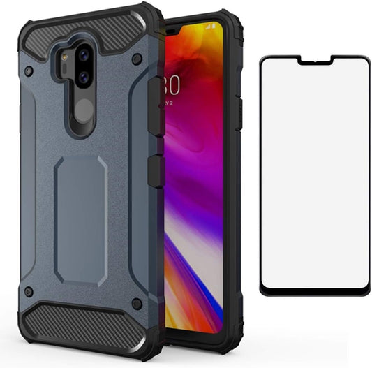 Asuwish Compatible with LG G7 Thinq Case and Tempered Glass Screen Protector Cover Cell Accessories Dual Layer Phone Cases for LGG7 One G 7 plus LG7 Lg7Thinq 7G Thin Q G7+ G7Thinq Women Men Navy Blue  Asuwish   