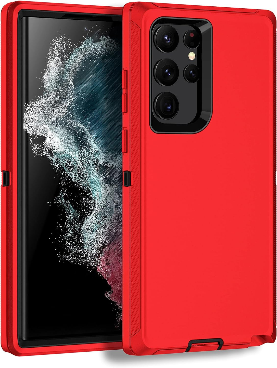 MXX Galaxy S22 Ultra Case - Heavy Duty Shockproof Rugged Bumper, Full Protection Dust Proof Cover, 6.8" (Pink/Light Blue)  Mxx Accessories llc Red/Black  