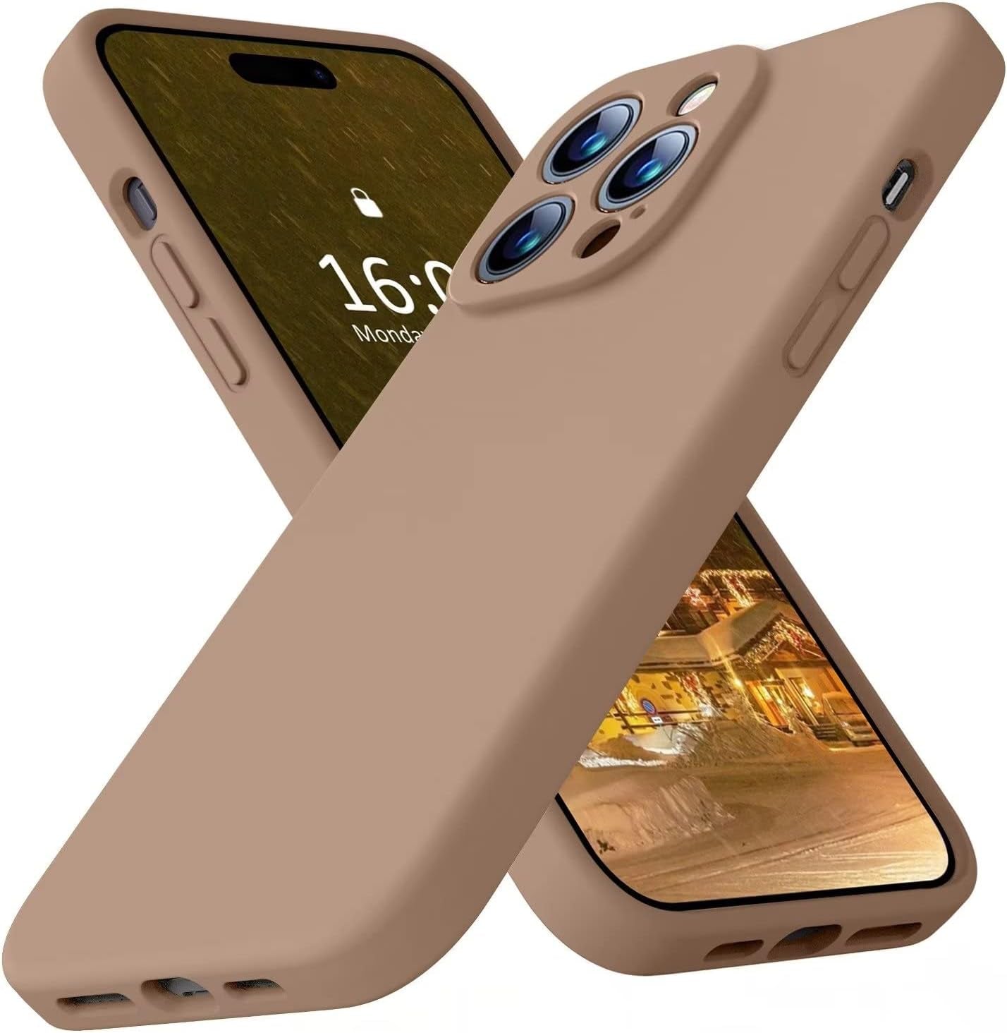 Ktele Compatible with Iphone 14 Pro Case, Ab-Grade Liquid Silicone Case, [Four Corner 50+Tiny Airbags Shockproof] [Soft Microfiber Lining Anti-Scratch] Camera All-Round Protection Case-Blue  Ktele Light Brown  