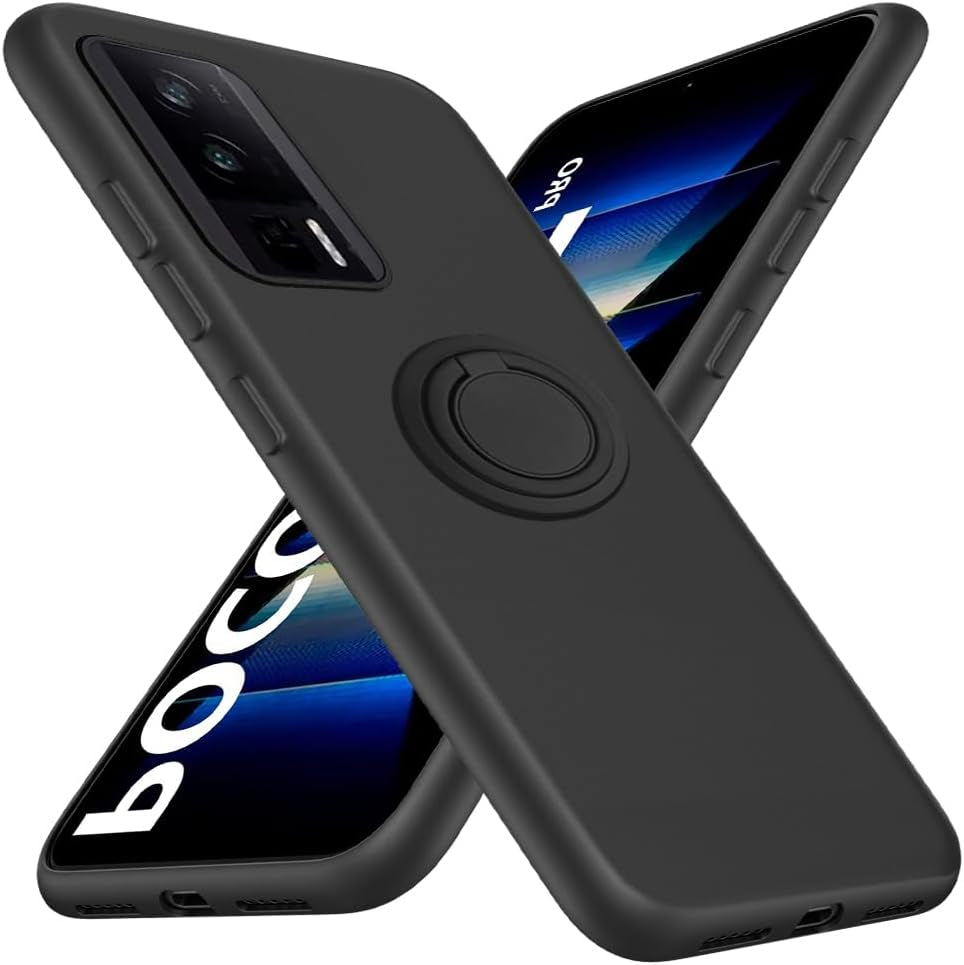 For Motorola Moto G 5G 2023 Phone Case with Glass Screen Protector, 360° Rotatable Ring Holder Magnetic Kickstand/Stand Silicone TPU Shockproof Protective Cover Case for Motorola Moto G 5G - Black  Nijiadi Xiaomi Poco F5 Pro Black  