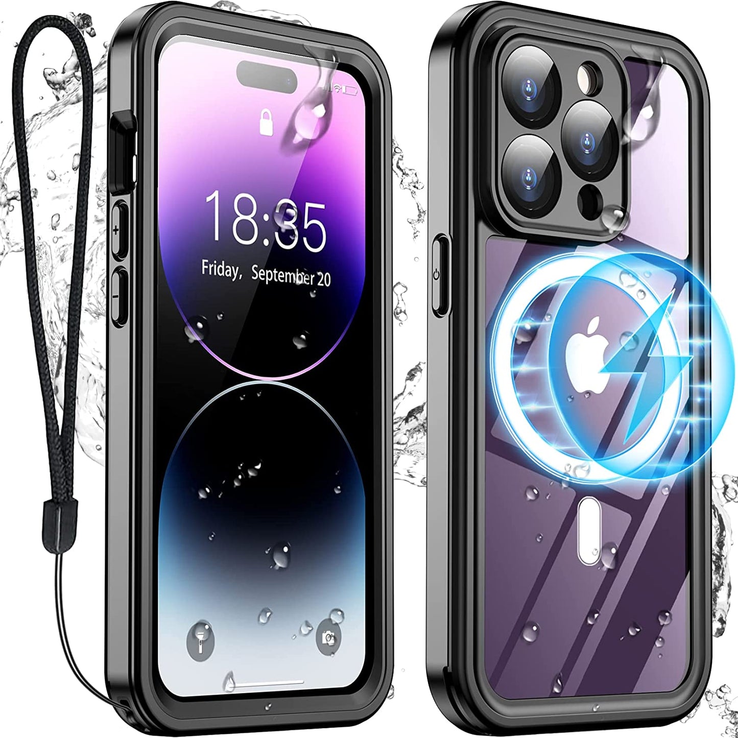 Temdan Magnetic for Iphone 14 Case,[Not Yellowing] with 2 Pack [Glass Screen Protector + Lens Protector] Military Drop Protection Shockproof Slim Iphone 14 Phone Case 6.1"/Clear  Temdan Black-Mag iPhone 14 Pro Max 6.7 
