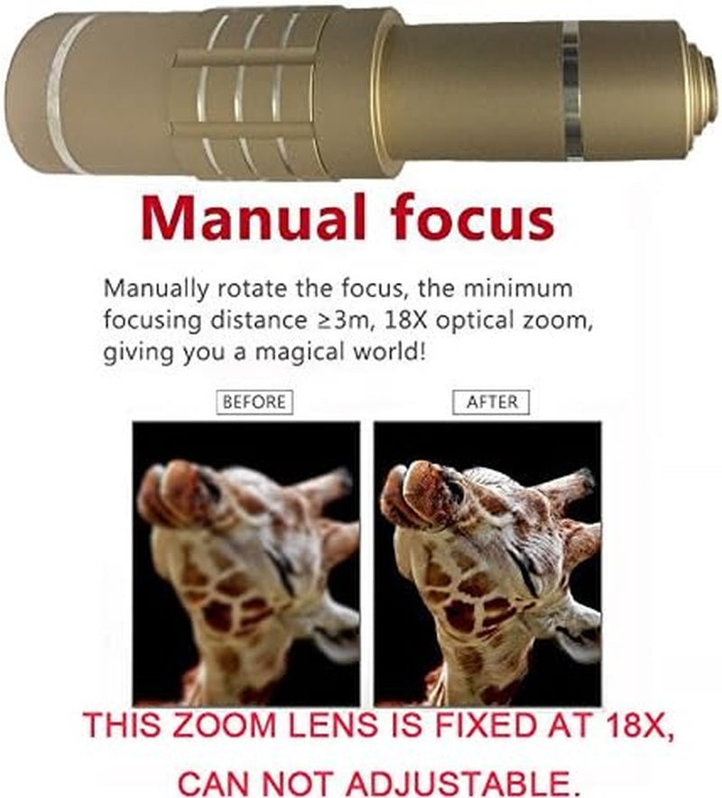 Youniker Optical Camera Lens Kit for Iphone 6 Plus,18X Manual Focus Telephoto Lens for Iphone 6S Plus,Including 18X Aluminum Zoom Telescope Camera Lens with Tripod + Iphone6 Plus/6S plus Case  Youniker   