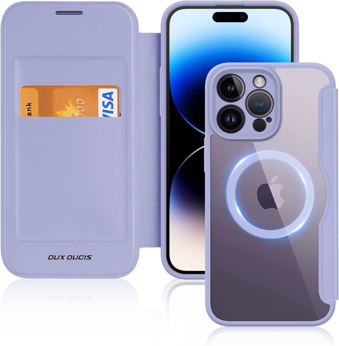 Case for Iphone 14 Pro Max Case Wallet Compatible with Magsafe, Shockproof Full Protective Flip Folio Wallet Case with RFID Blocking Card Slot PU Leather Cover for Iphone 14 Pro Max 6.7"  DUX DUCIS Purple iPhone 14 Pro Max 