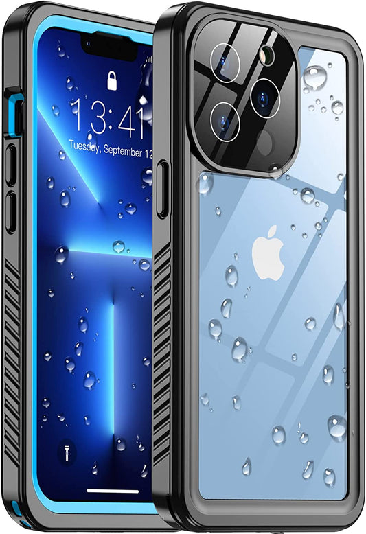 Temdan [Real 360] for Iphone 13 Pro Max Case Waterproof, Built-In 9H Tempered Glass Camera Lens & Screen Protection [13Ftmilitary Dropproof][Full-Body Shockproof][Ip68 Underwater] Phone Case Blue  Temdan   