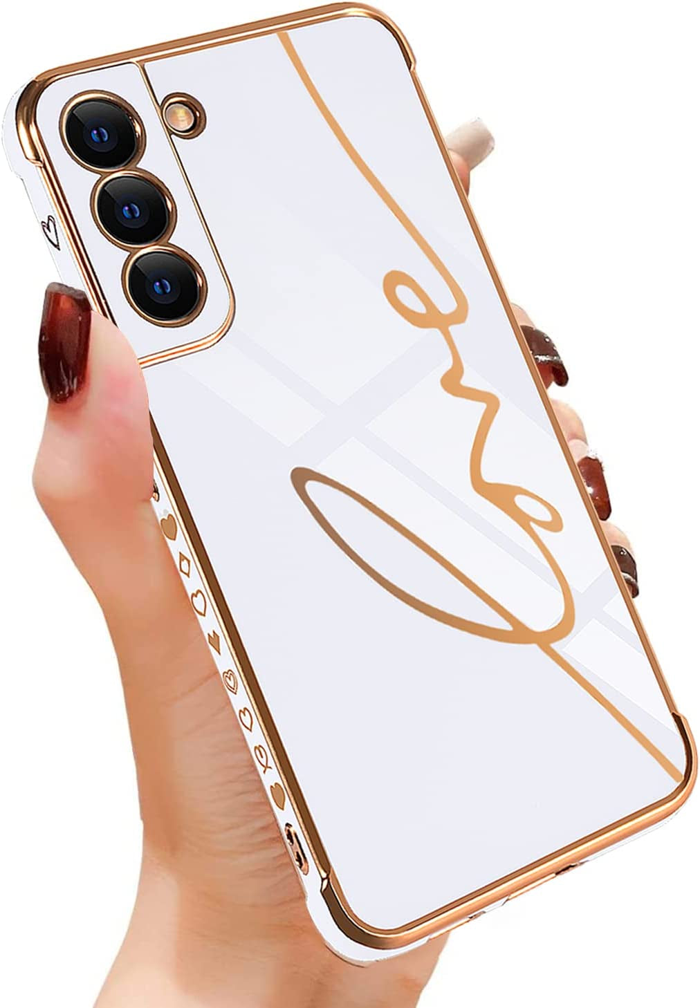 Eiyikof Compatible for Samsung Galaxy S20 FE 5G 6.5" Case with Cute Side Love Heart and Plating Love Letter Pattern Case for Women Girls Shockproof Soft TPU Full Camera Lens Protection Case-Pink  Eiyikof White Samsung Galaxy S22 Case 