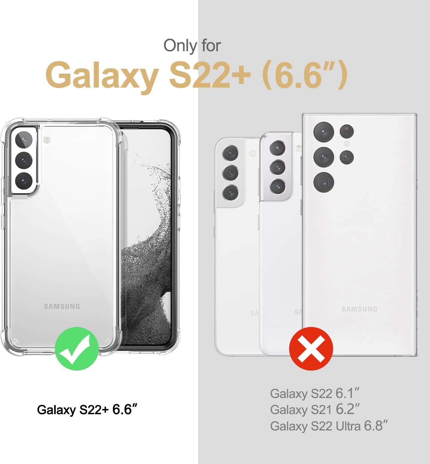 SURITCH for Samsung Galaxy S22+ plus Clear Case 6.6" (Only), [Built-In Screen Protector] Full Body Protective Hard Shell+Soft TPU Phone Case for Samsung S22 plus -(Black Edge)  SURITCH   