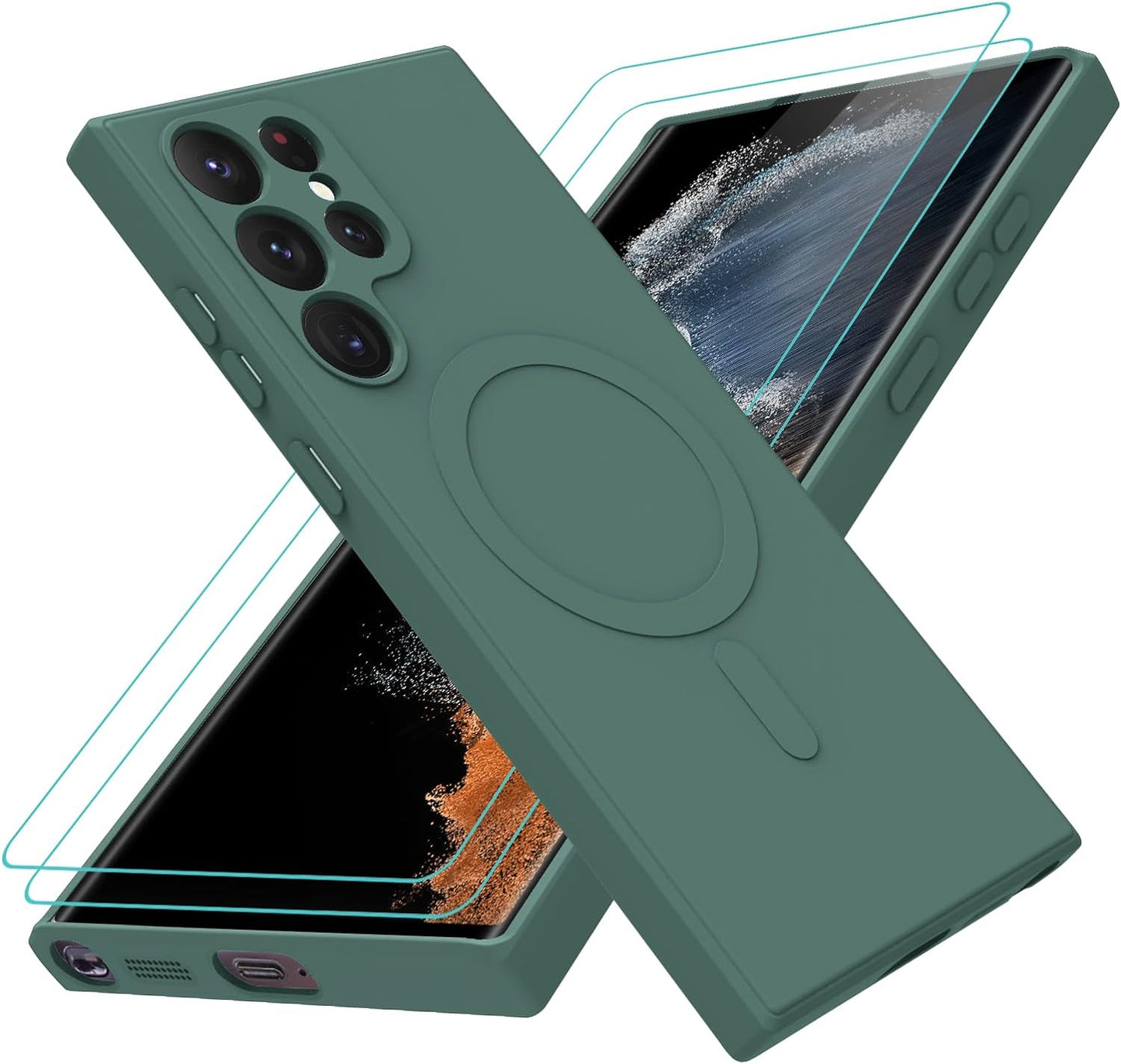 LEOMAKRON for Samsung Galaxy S22 Ultra Case Magnetic Silicone Case Compatible with Magsafe Shiny Spot S22 Ultra Soft Silicone Gel Rubber Bumper Magnetic Case Shockproof Case Black  LEOMAKRON Blue 1  