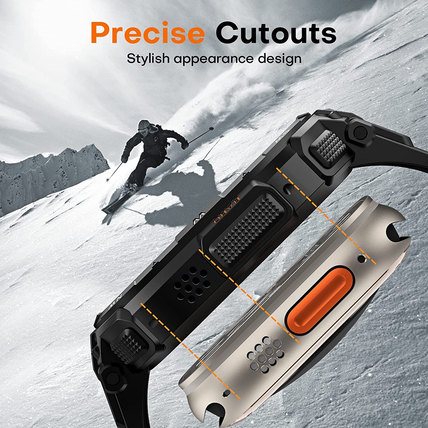 TAURI Bands with Bumper Case Compatible for Apple Watch Ultra 49Mm, [Upgraded Sport Series Design] Adjustable Rugged Cover Strap with Powerful Shockproof for Iwatch Ultra 49Mm, Men Black  TAURI   