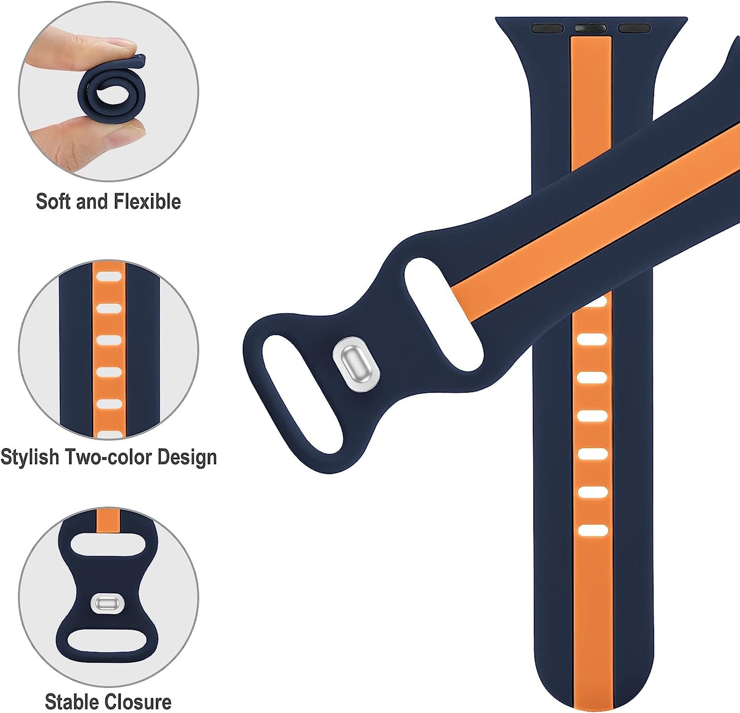 Designer Sport Band Compatible with Apple Watch Iwatch Bands 38Mm 40Mm 41Mm 42Mm 44Mm 45Mm 49Mm Men Women, Soft Silicone Strap Wristbands for Apple Watch Series 8/7/6/5/4/3/2/1/Se/Ultra  seizehe   