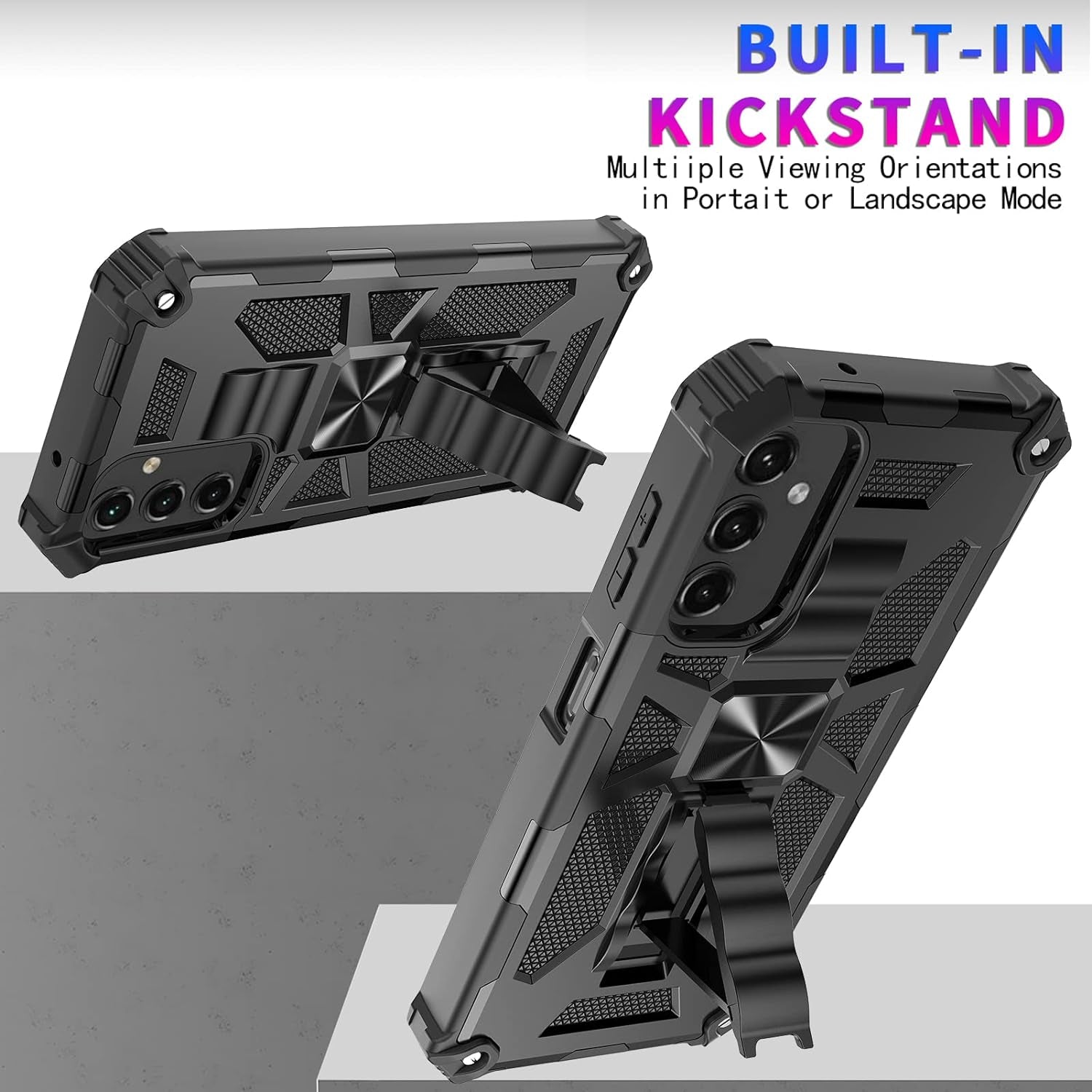 Cover for Galaxy A54 5G Case,Samsung A54 5G Case W/Tempered Glass Screen Protector(Full Coverage) Dual Layer Shockproof [Military-Grade][Built-In Kickstand] Protective Cover for Man White Black Camo  YOOBSTAR   