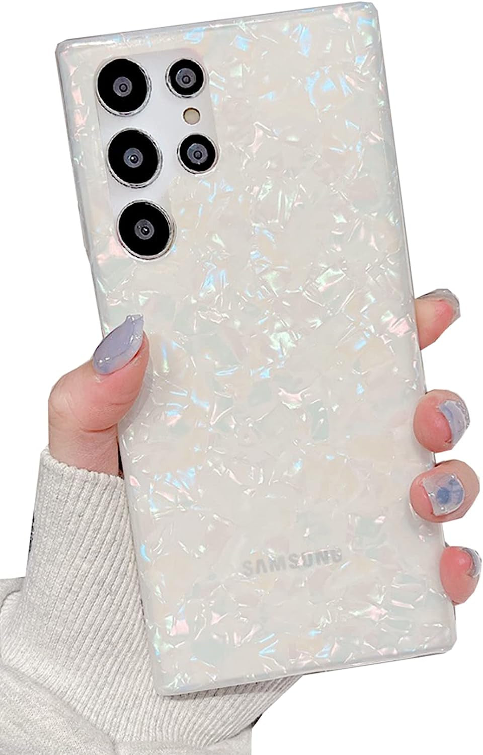 J.West Galaxy S22 Ultra Case 5G, Luxury Sparkle Glitter Translucent Clear Colorful Opal Pearly Thinfoil Design Shiny Print Soft Silicone Cover for Women Girls Slim TPU Protective Phone Case  J.west   