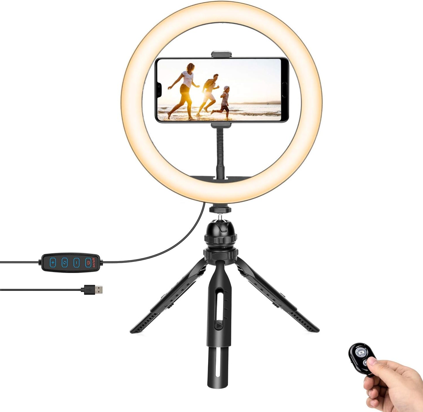 Selfie Ring Light 10" with Tripod Stand Cell Phone Holder and Remote Control,Dimmable LED Ring Light with 3 Light Modes and 10 Brightness Level for Iphone/Android Phone,Youtube,Live Stream,Photography  Leypin   