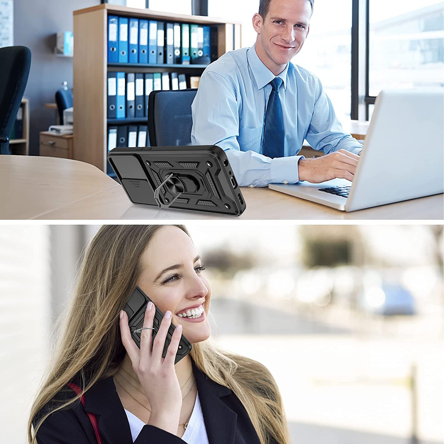 ATUMP for Oneplus Nord N300 5G Case with HD Screen Protector, Heavy Duty Shockproof with 360° Rotation Metal Kickstand [Military Grade] Protective Case for Oneplus Nord N300 5G, Black  Atump   