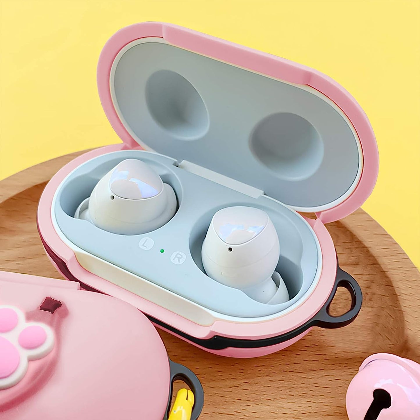 Newseego Compatible with Galaxy Buds Case, Cute 3D Funny Cover Soft Silicone Cartoon Shockproof Case with Ring Buckle Keychain Fashion Design Galaxy Buds Silicone Case for Girls Teens-Pink Cat Paw  Newseego   