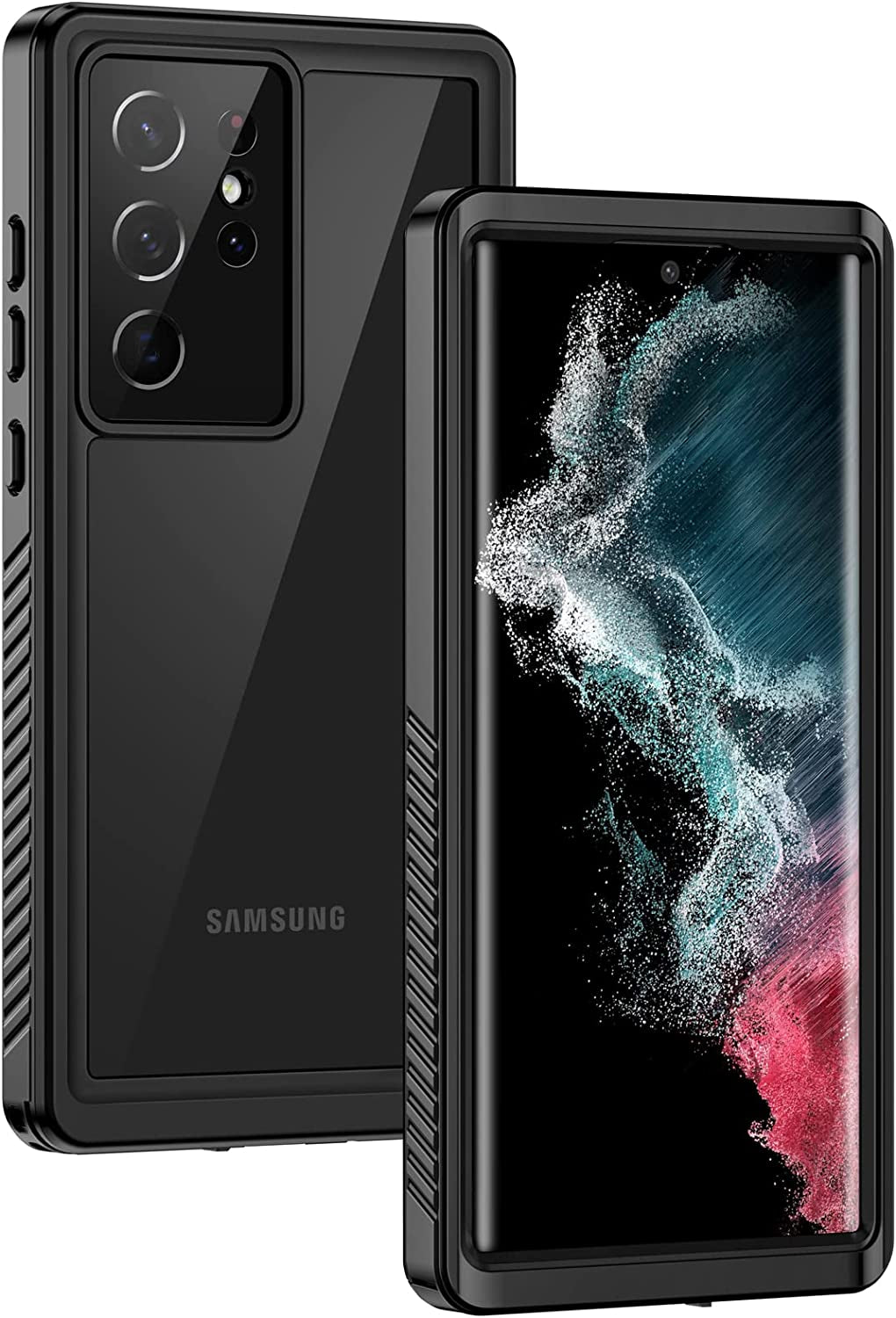 Lanhiem Samsung Galaxy S22 Ultra Case, IP68 Waterproof Dustproof, Built-In Screen Protector, Rugged Full Body Shockproof Protective Cover for Galaxy S22 Ultra 5G 6.8 Inch, Black/Clear  Lanhiem   
