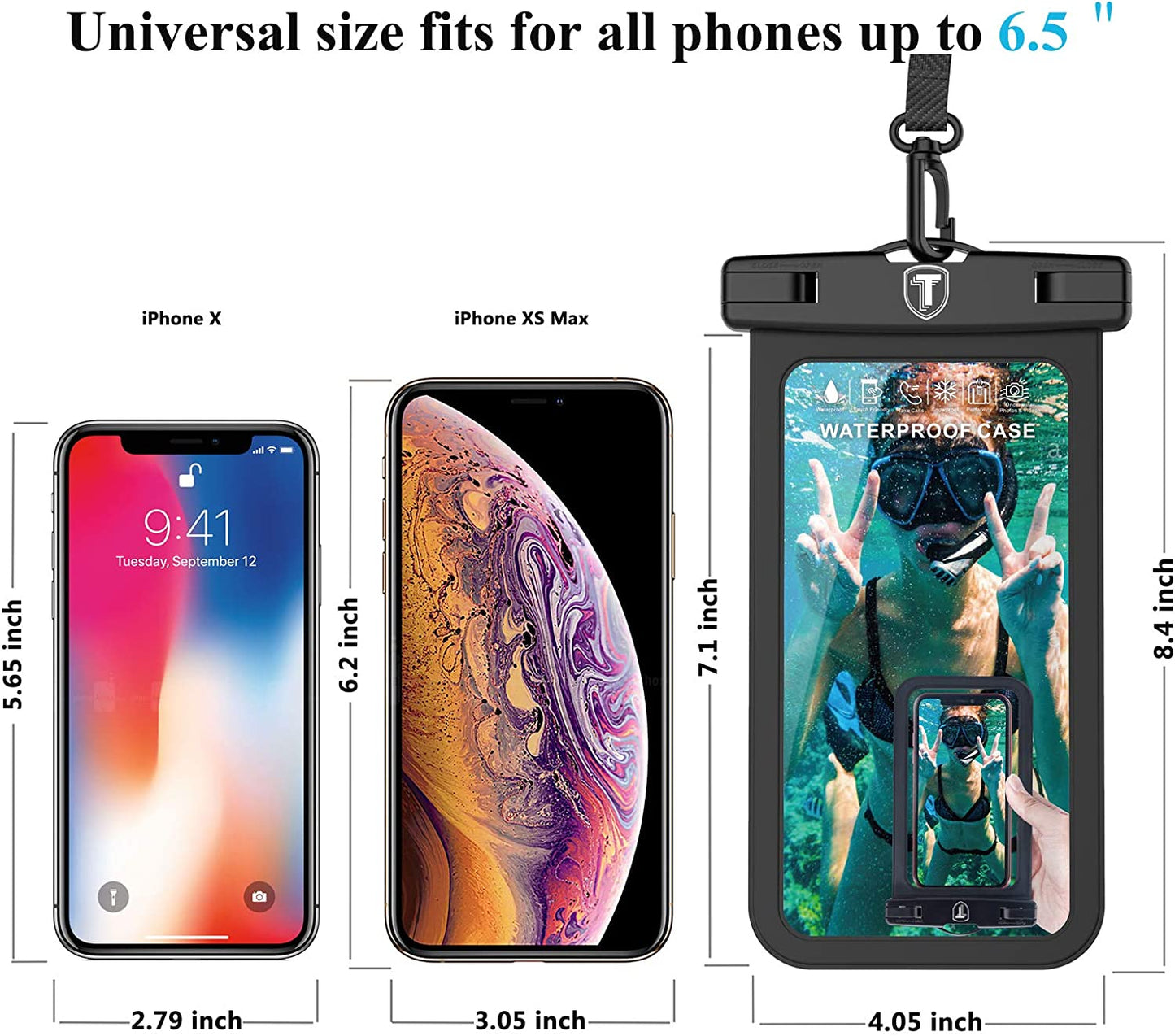 NJJEX Waterproof Phone Pouch [2 Pack] Cell Phone Dry Bag Case for Samsung Galaxy Note 20 Ultra S23 Ultra S22 S21+ S20 S10 S9 A03S A13 A14 A53 A02S A12 A32 A42 A52 Iphone 14 Pro Max 13 12 11 Xs Xr 8 7  NJJEX   