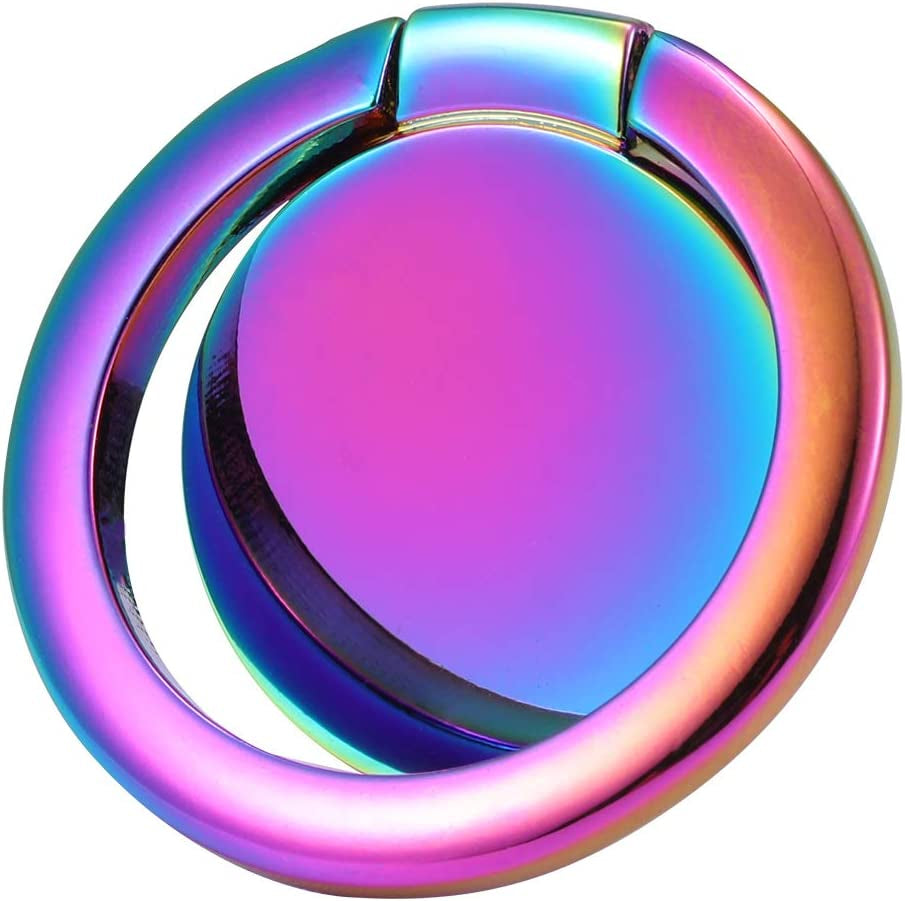 Lenoup Rainbow Cell Phone Ring Stand Holder,Multicolor Ring Grip Kickstand,Iridescent 360 Rotation Metal Finger Ring for Phones,Pad  lenoup   