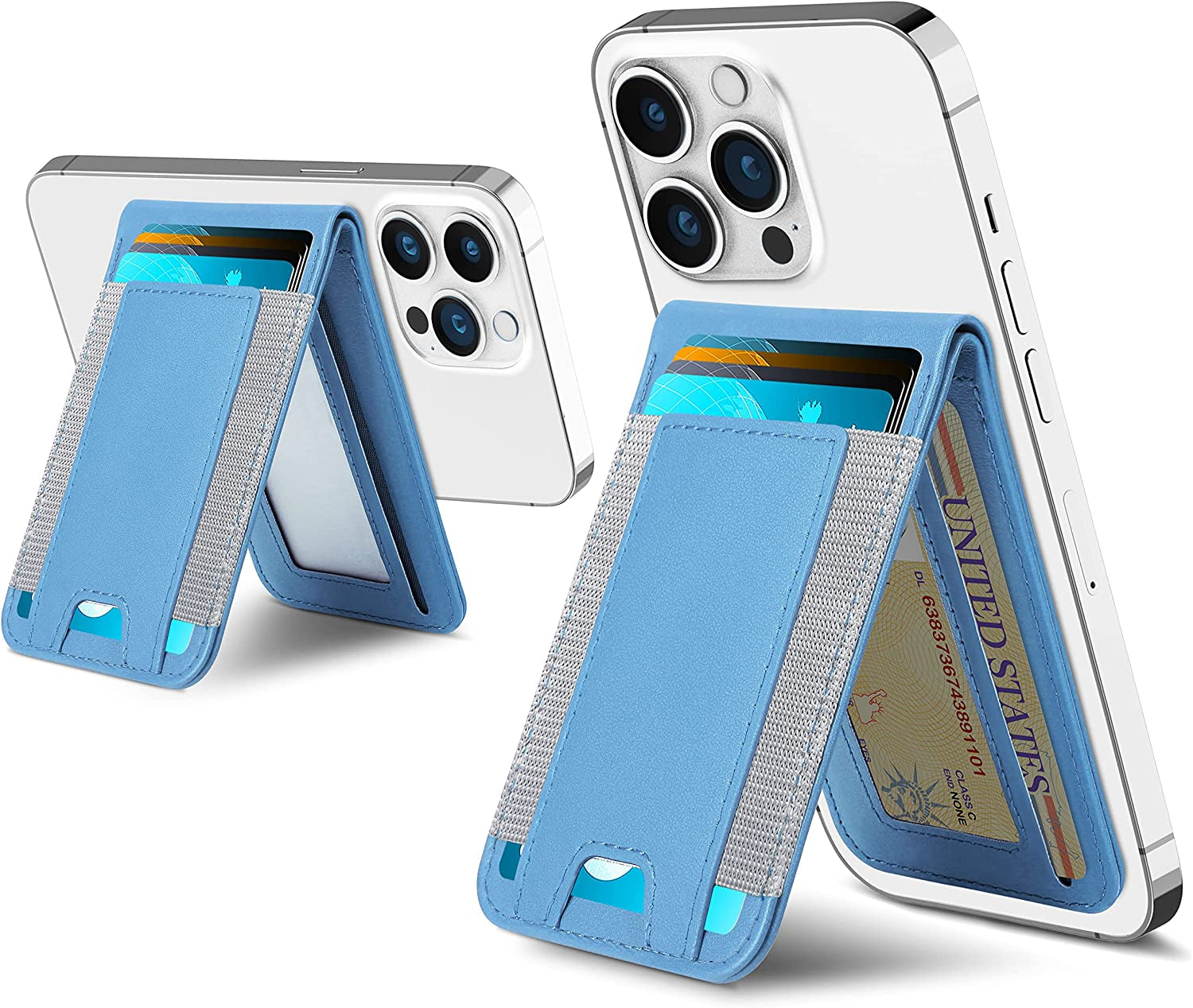 2-In-1 Magsafe Wallet, Up-Grade with Iphone Wallet and Adjustable Stand, Open ID Window, Magnetic Wallet for Iphone 14 Pro Max/14 Pro/14/14 Plus/13/12 Series, 9 Cards Holder, Vegan Leather, Black  ExtreLife Light Sky Blue  