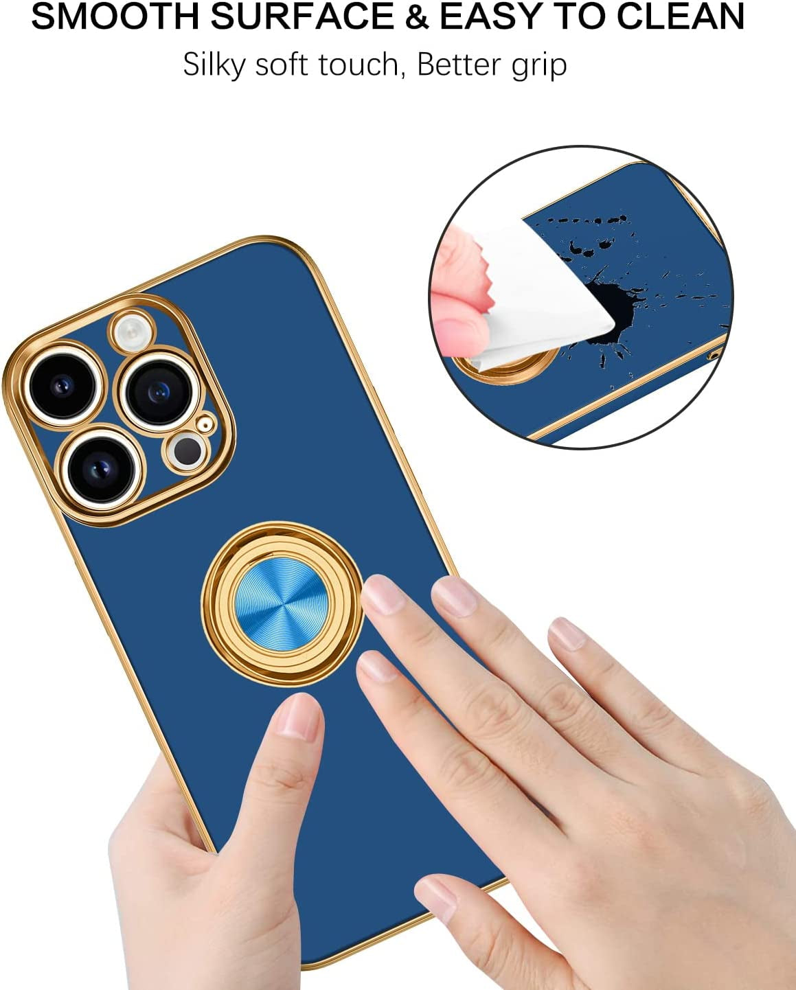 BENTOBEN Iphone 14 Pro Max Case, Slim Lightweight 360° Ring Holder Kickstand Support Car Mount Shockproof Women Men Non-Slip Protective Case for Iphone 14 Pro Max 6.7", Blue  BENTOBEN   