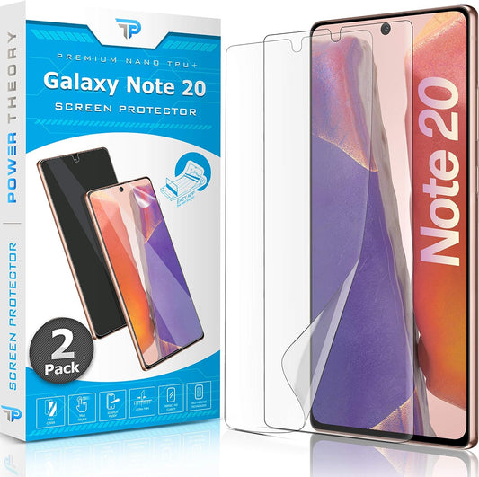 Power Theory Designed for Samsung Galaxy Note 20 Screen Protector [Not Glass], Easy Install Kit, Case Friendly, Full Cover, Flexible Film anti Scratch, 2 Pack  Power Theory   