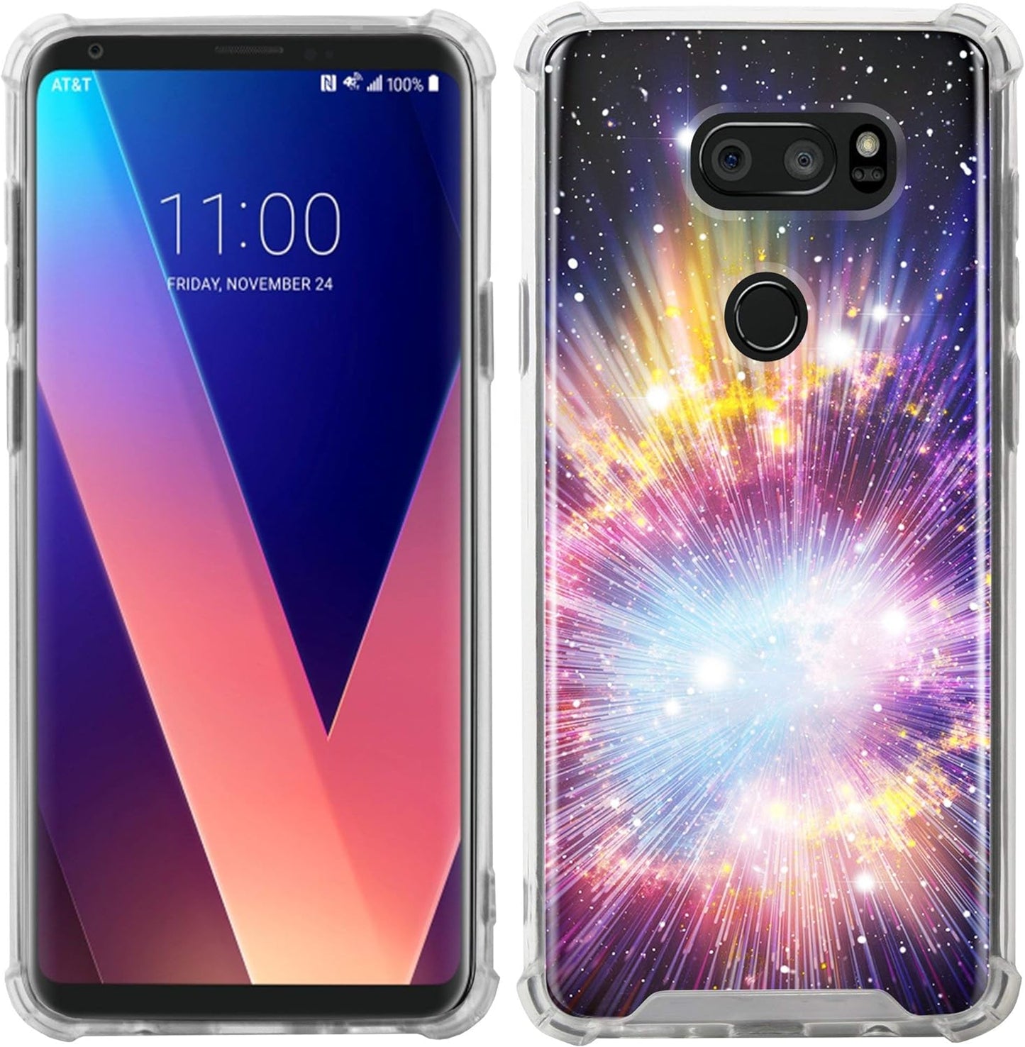 Casesondeck Fitted Case Compatible with [LG V30S Thinq and LG V30] Shock Absorption Bumper Cover Soft TPU Bumper Edges(Lightspeed)  CasesonDeck   