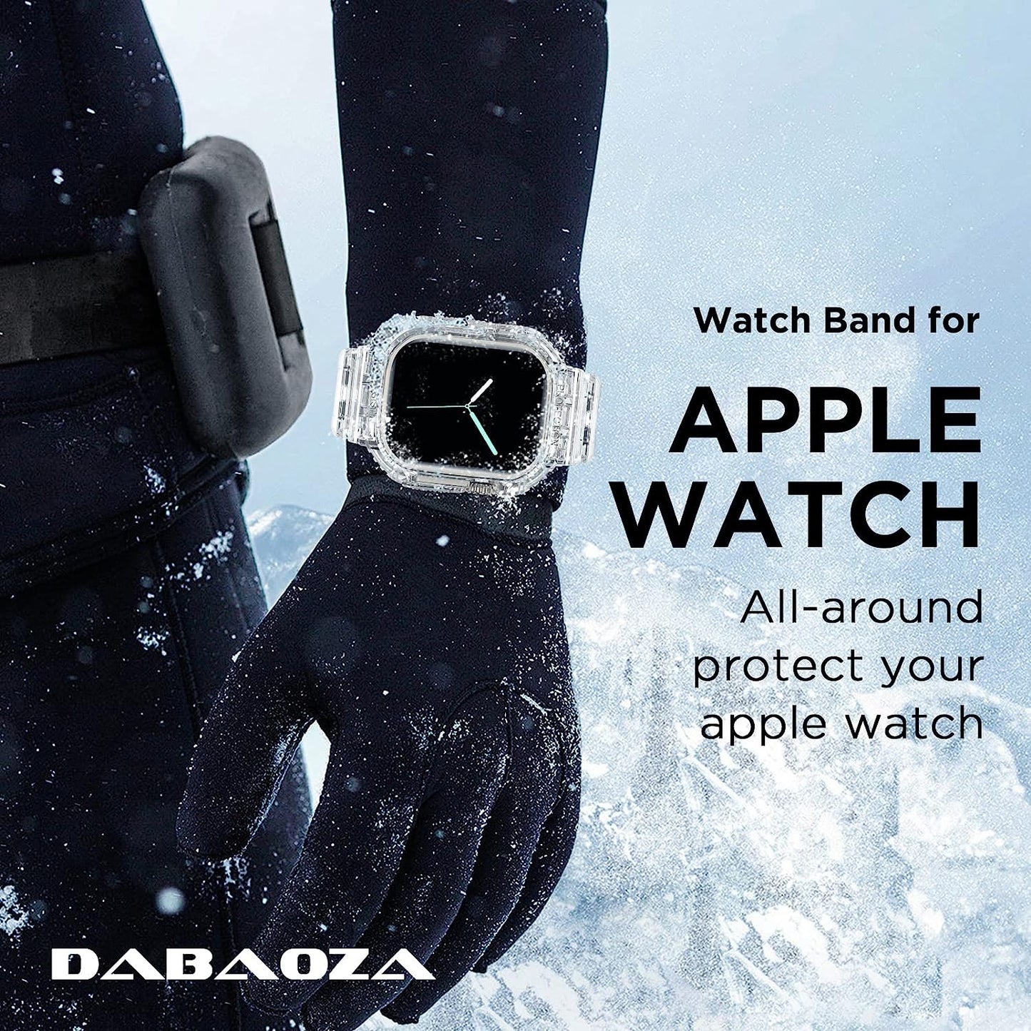 DABAOZA Compatible for Clear Apple Watch Band 45Mm 44Mm 42Mm 41Mm 40Mm 38Mm Ultra, Men Women Watch Band with Case Sport Jelly Transparent Strap for Iwatch Series 8 7 6 5 4 3 2 1 SE  DABAOZA   