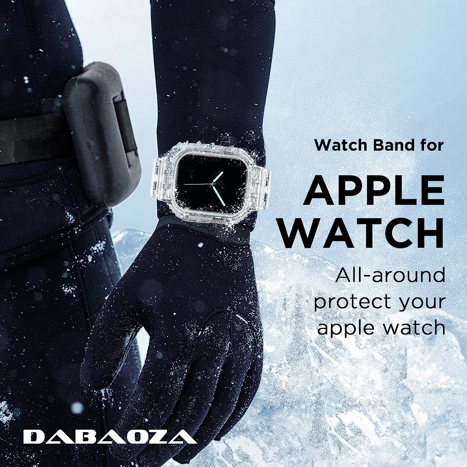 DABAOZA Compatible for Clear Apple Watch Band 45Mm 44Mm 42Mm 41Mm 40Mm 38Mm Ultra, Men Women Watch Band with Case Sport Jelly Transparent Strap for Iwatch Series 8 7 6 5 4 3 2 1 SE  DABAOZA   