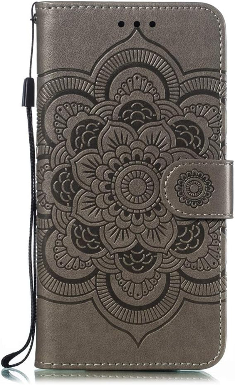 HMTECHUS LG G8 Thinq Case Embossing Durable Shell Card Slots Holder Luxury PU Leather Wallet Bookstyle Magnetic Stand Shockproof Protection Flip Cover for LG G8 / G8S / G8 Thinq Mandala Gray LD  HMTECHUS   