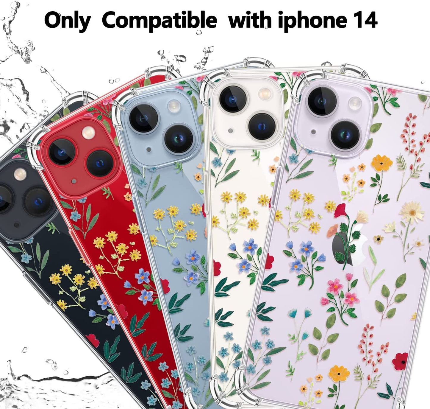 YOYORI Compatible with Iphone 14 Case with Screen Protector, Flower Pattern Design, Floral Clear Women Phone Case Shockproof Protective Soft TPU Bumper Cover 6.1 Inch 2022(Flowers and Plants)  YOYORI   