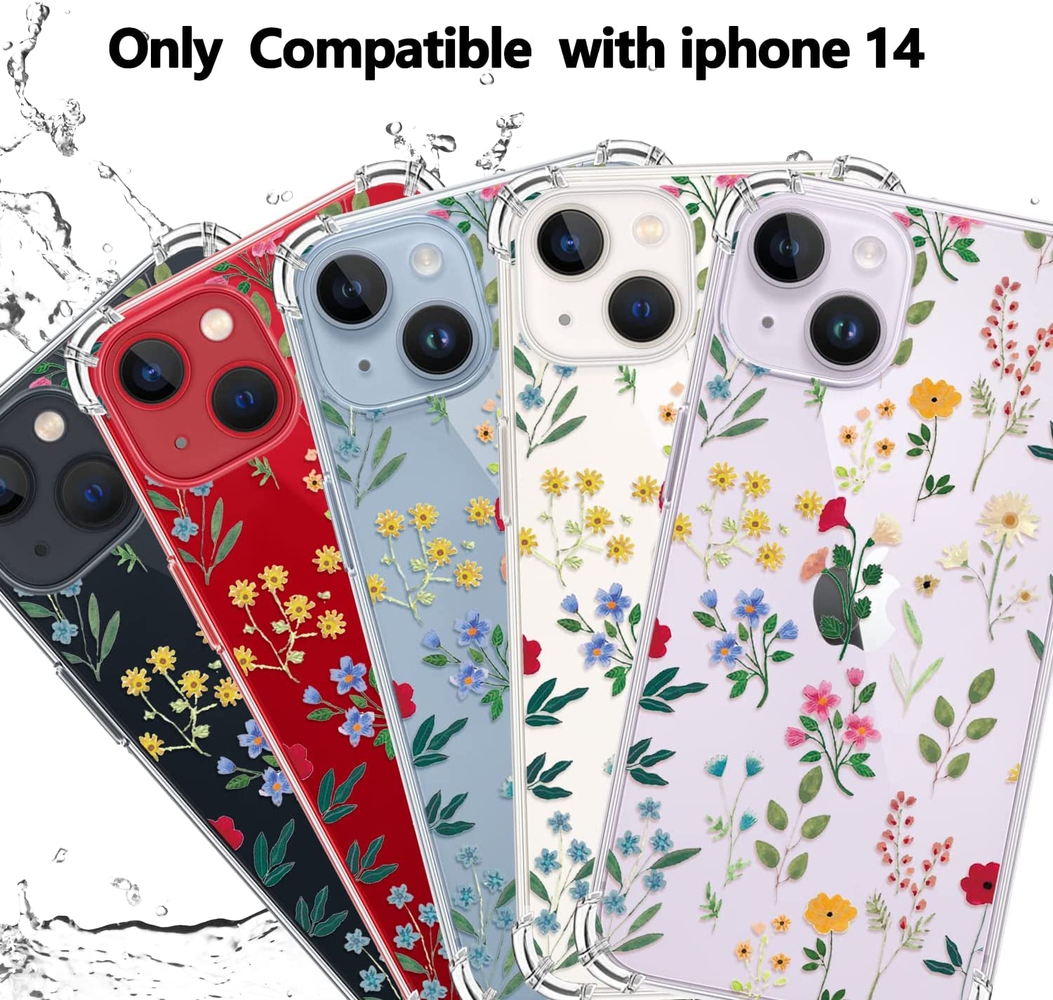 YOYORI Compatible with Iphone 14 Case with Screen Protector, Flower Pattern Design, Floral Clear Women Phone Case Shockproof Protective Soft TPU Bumper Cover 6.1 Inch 2022(Flowers and Plants)  YOYORI   