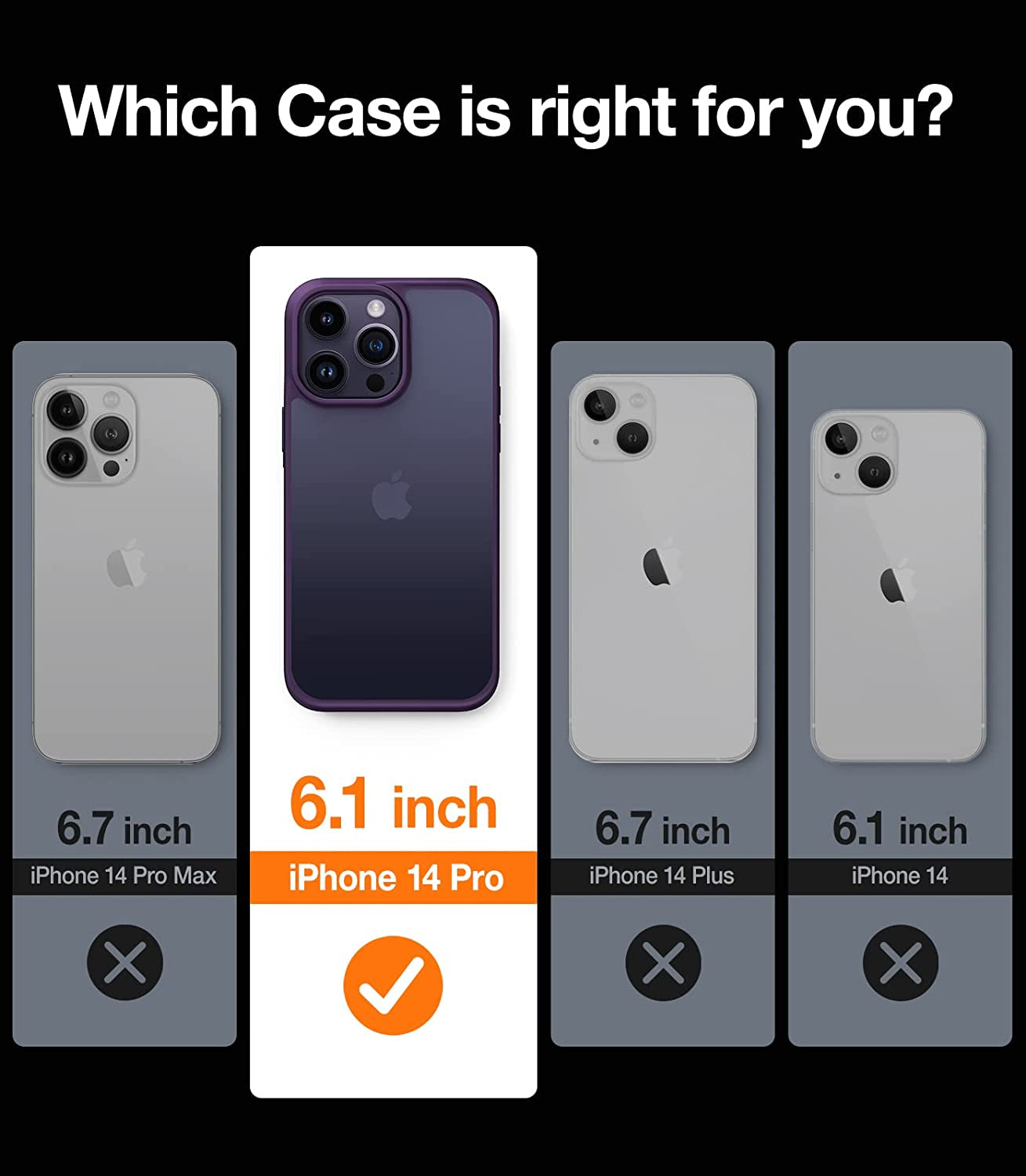 TORRAS Shockproof Designed for Iphone 14 Pro Case, [Military-Grade Drop Tested] Translucent Matte Hard Back with Silicone Slim Protective Anti-Fingerprint Anti-Scratch Phone Case Guardian 2022, Purple  TORRAS   